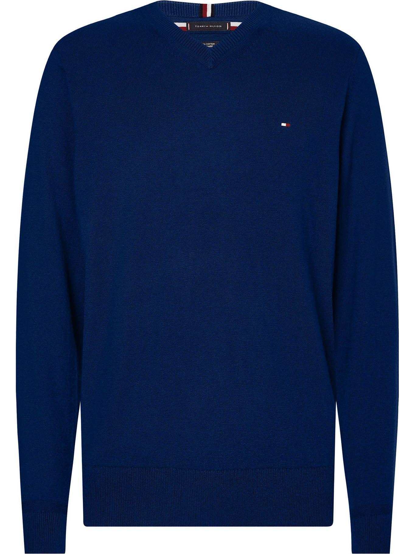 Sweater Pima Cashmere V-Neck Azul Tommy Hilfiger-0