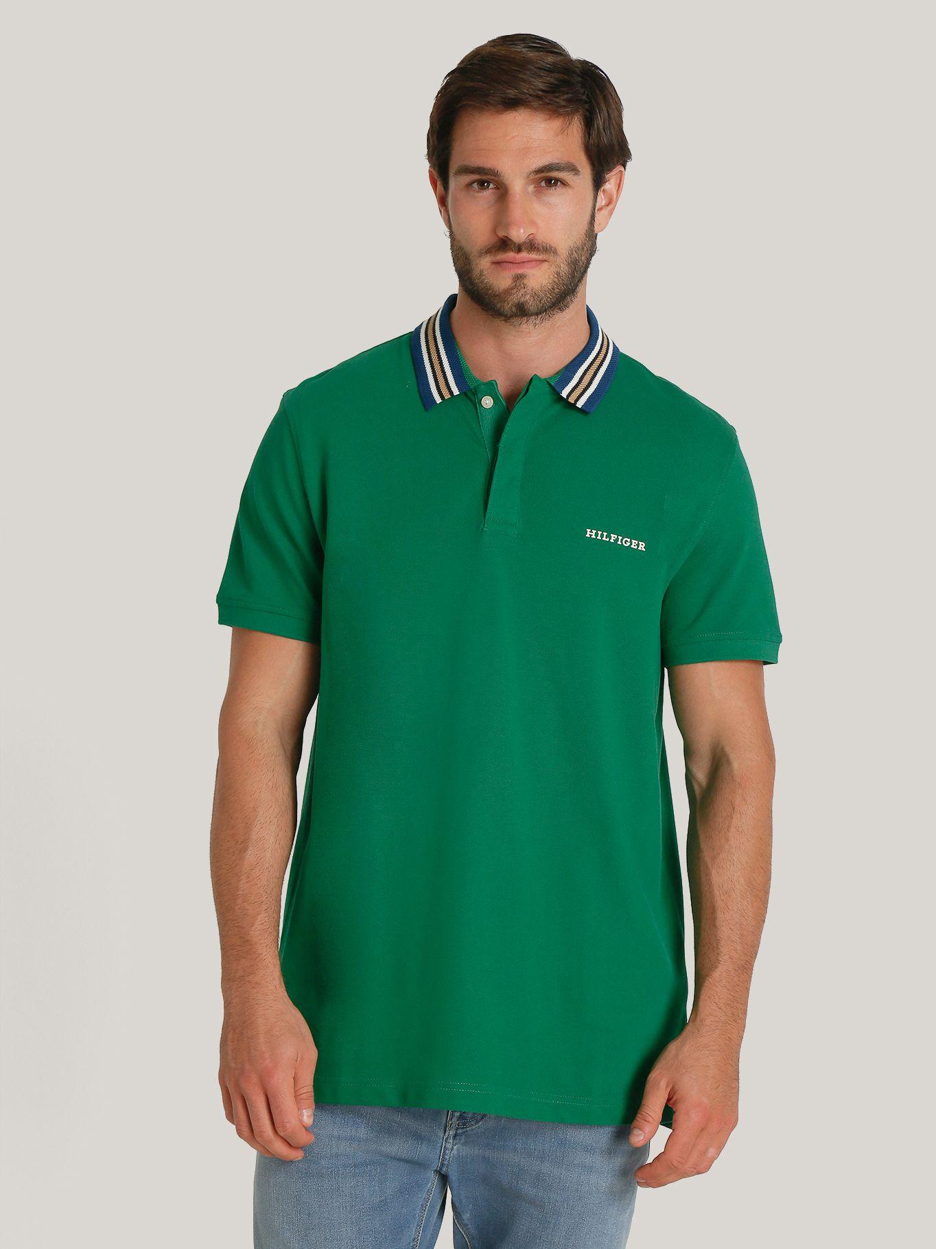 Polo Cuello Contraste Regular Fit Verde Tommy Hilfiger-0