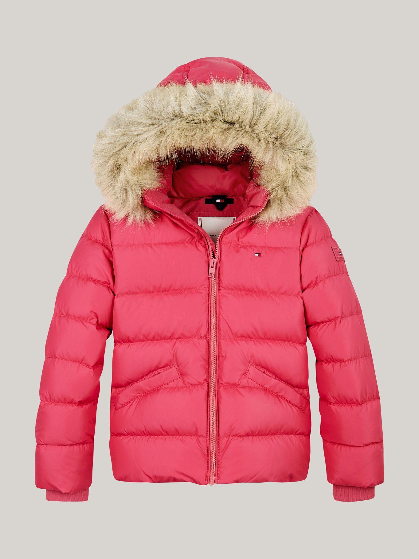 Parka Con Ribete Pelo Sintético Rosado Tommy Hilfiger-4