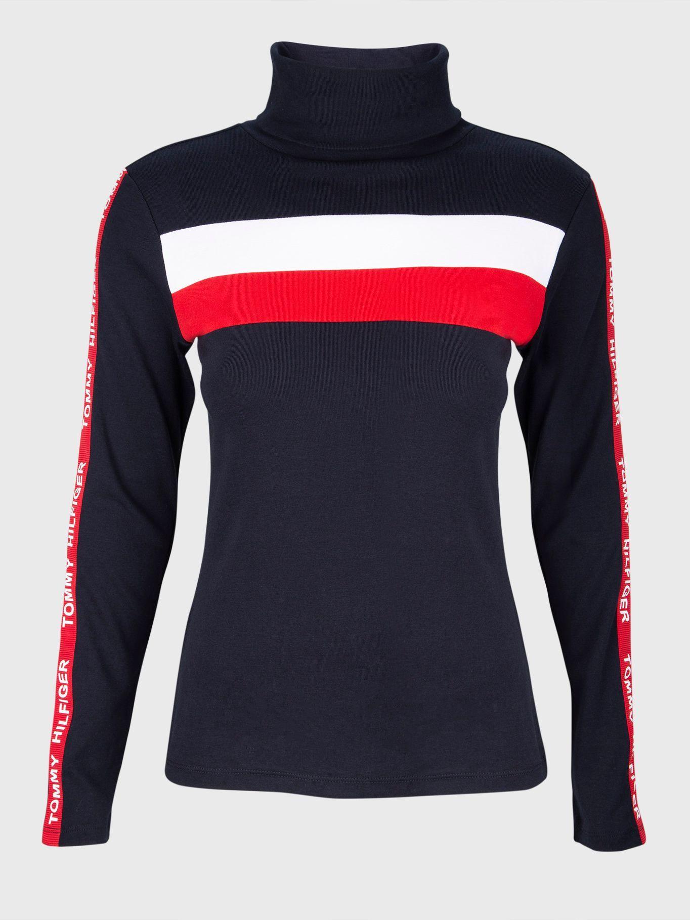 Polera Con Cuello Alto Color Block Azul Tommy Hilfiger-0