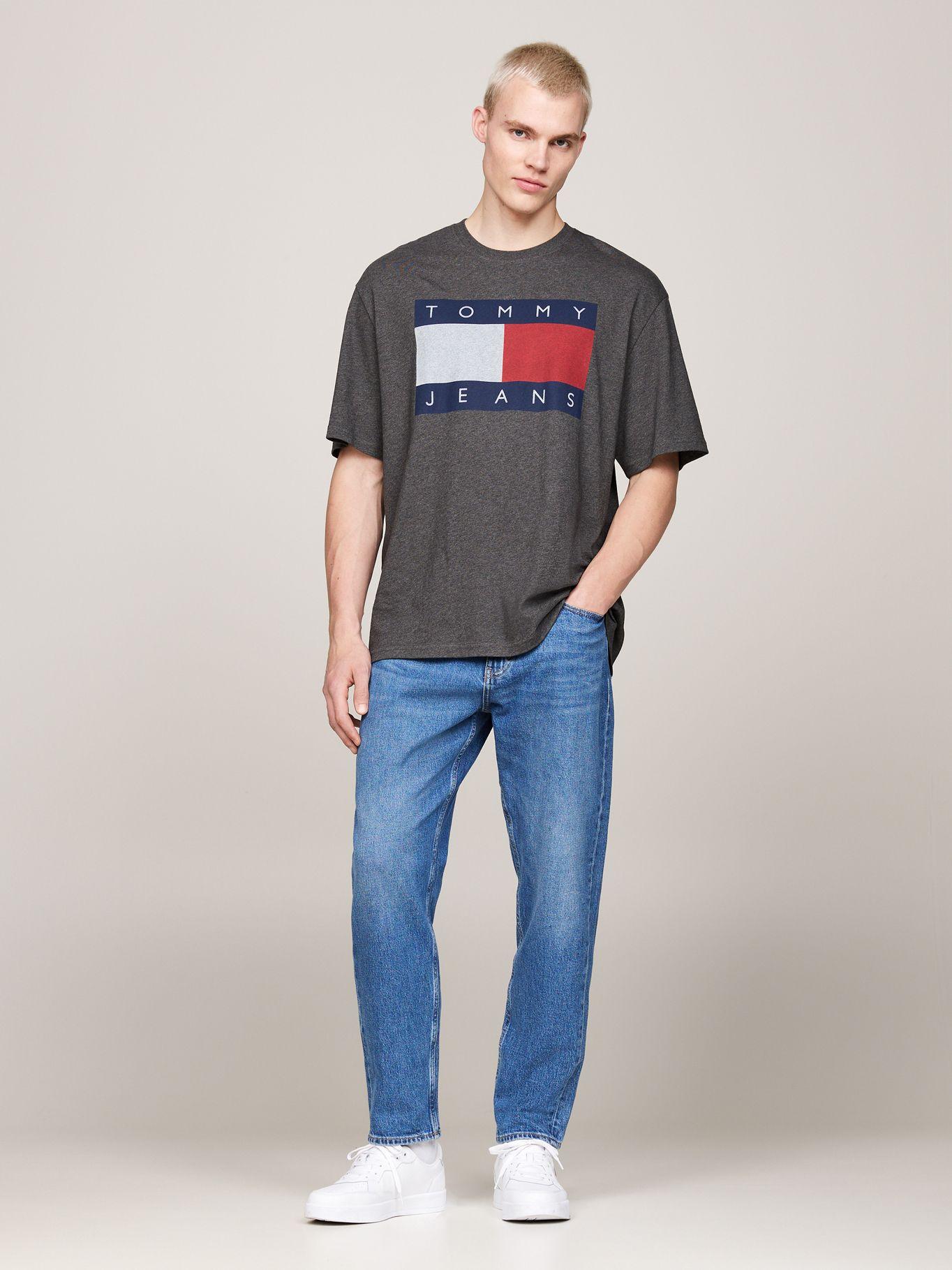 Polera Melange Flag Relaxed Fit Gris Tommy Hilfiger-1