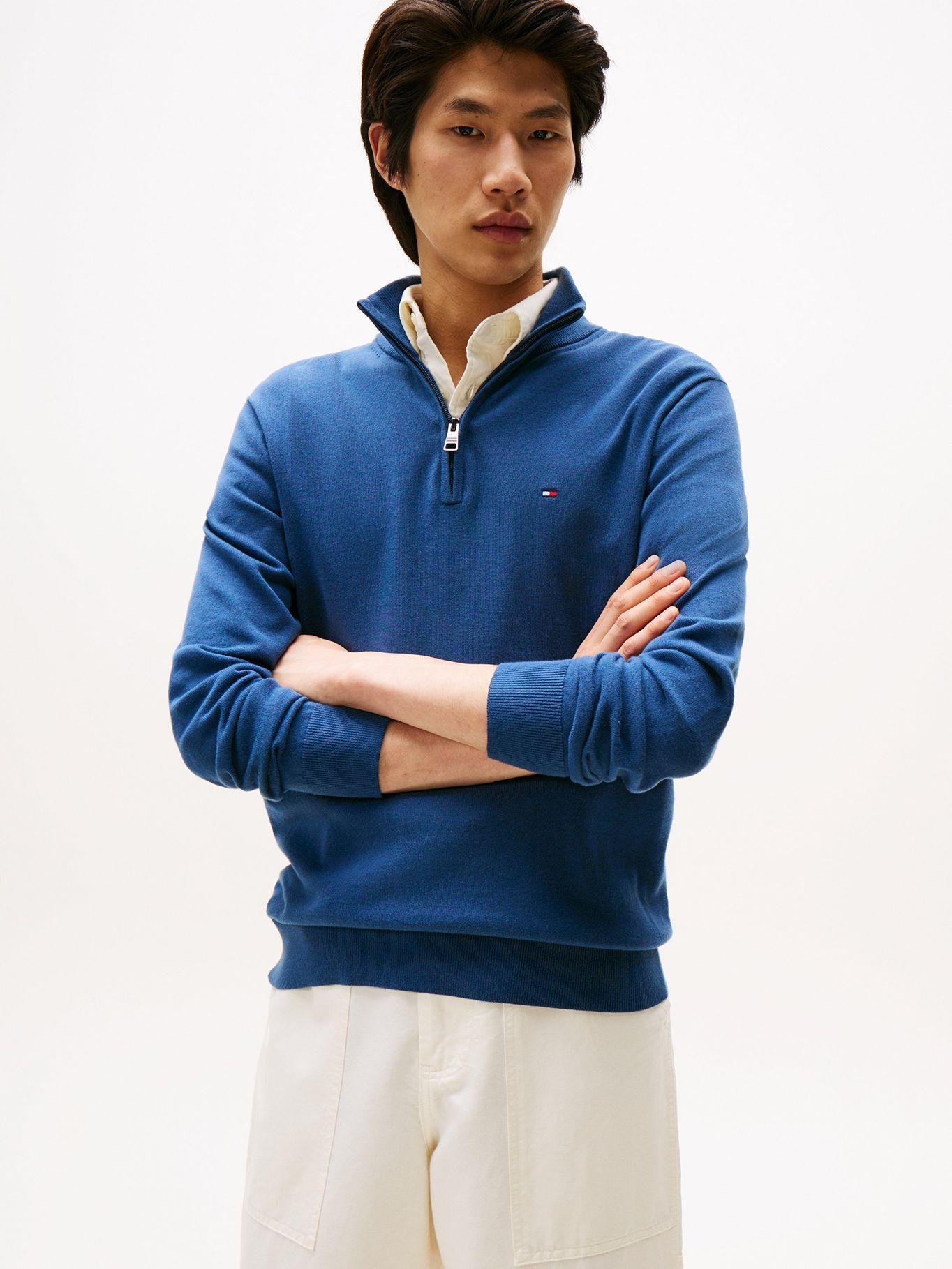 Sweater Esencial Coton Medio Cierre Azul Tommy Hilfiger-0