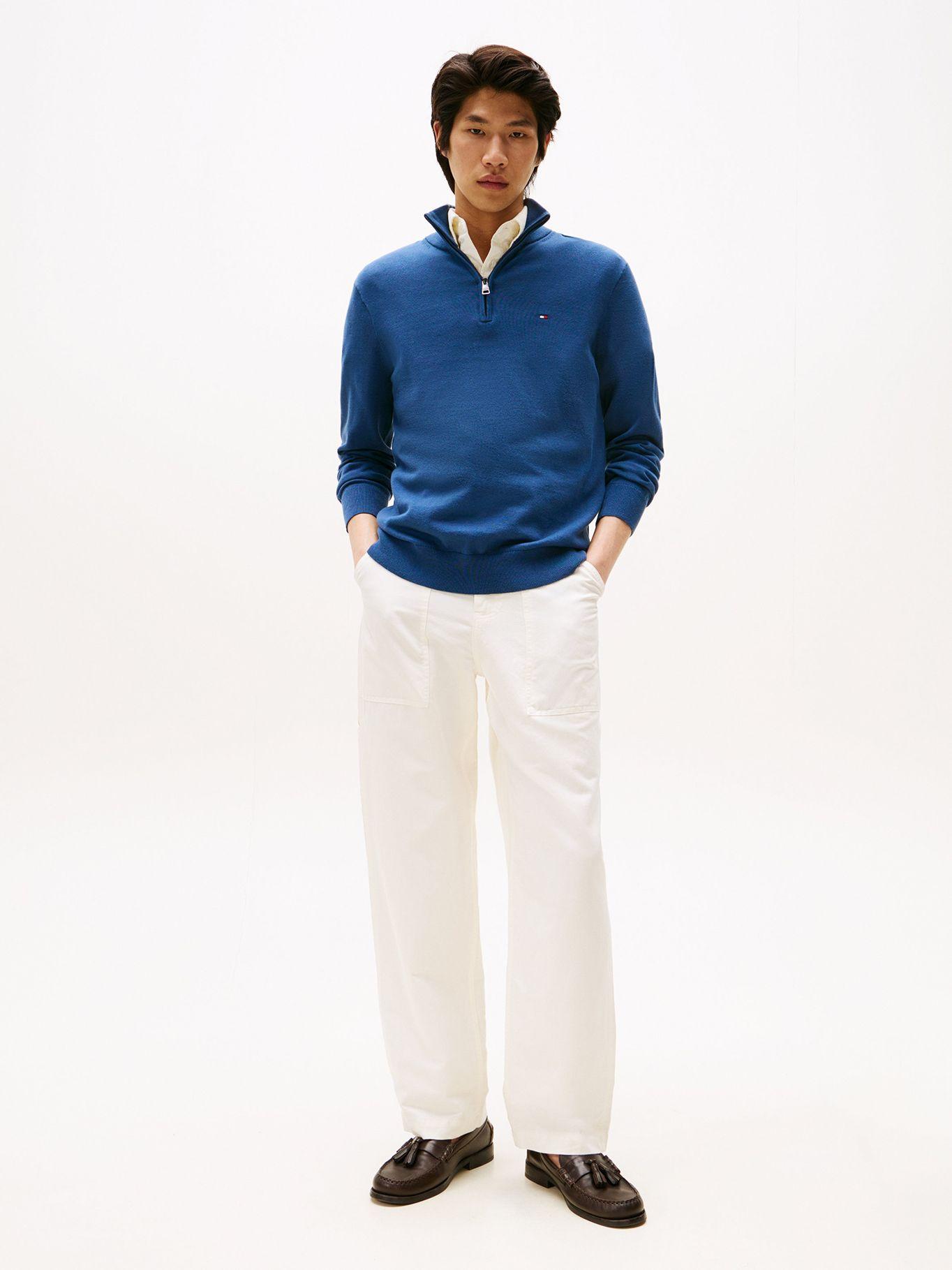 Sweater Esencial Coton Medio Cierre Azul Tommy Hilfiger-1