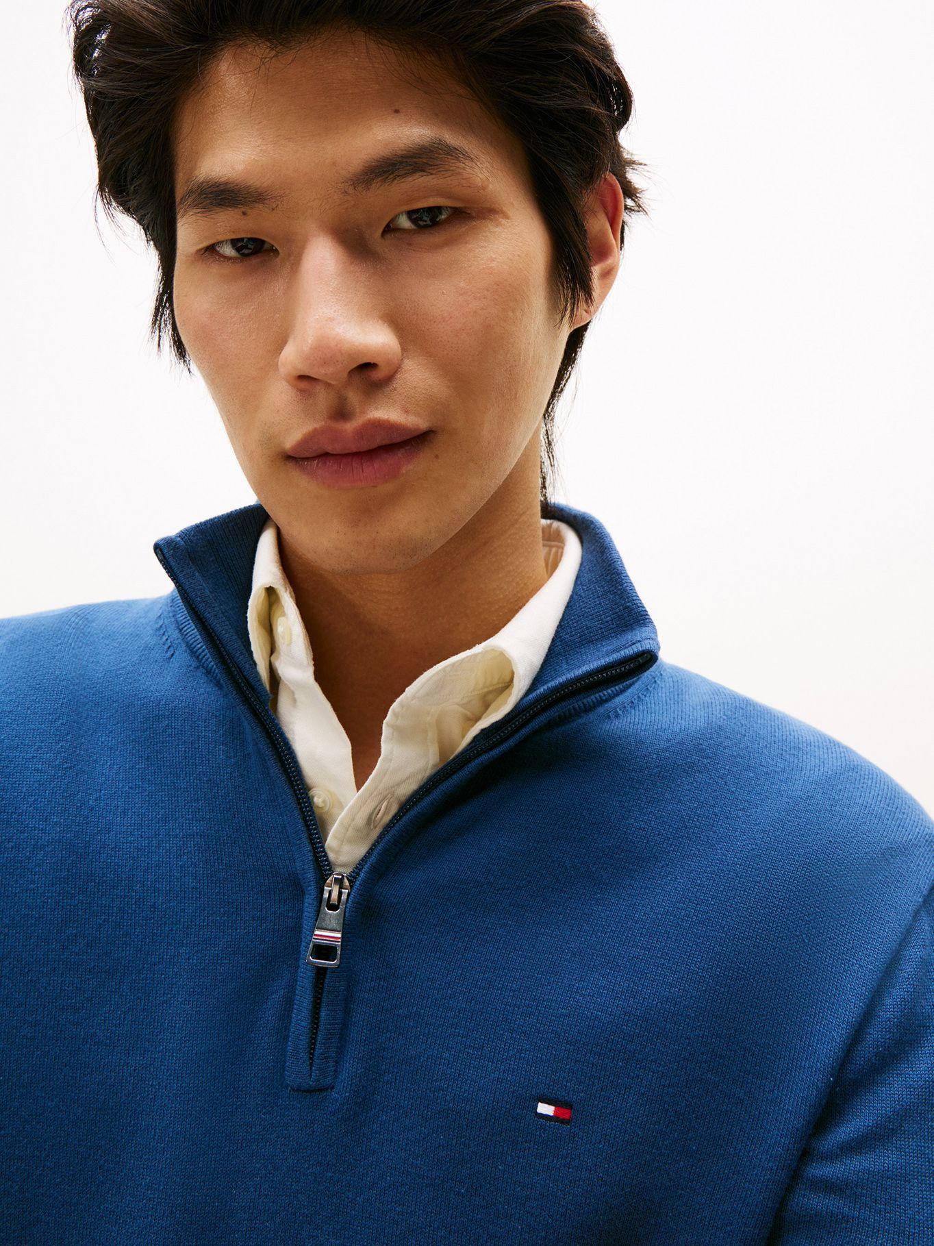 Sweater Esencial Coton Medio Cierre Azul Tommy Hilfiger-3