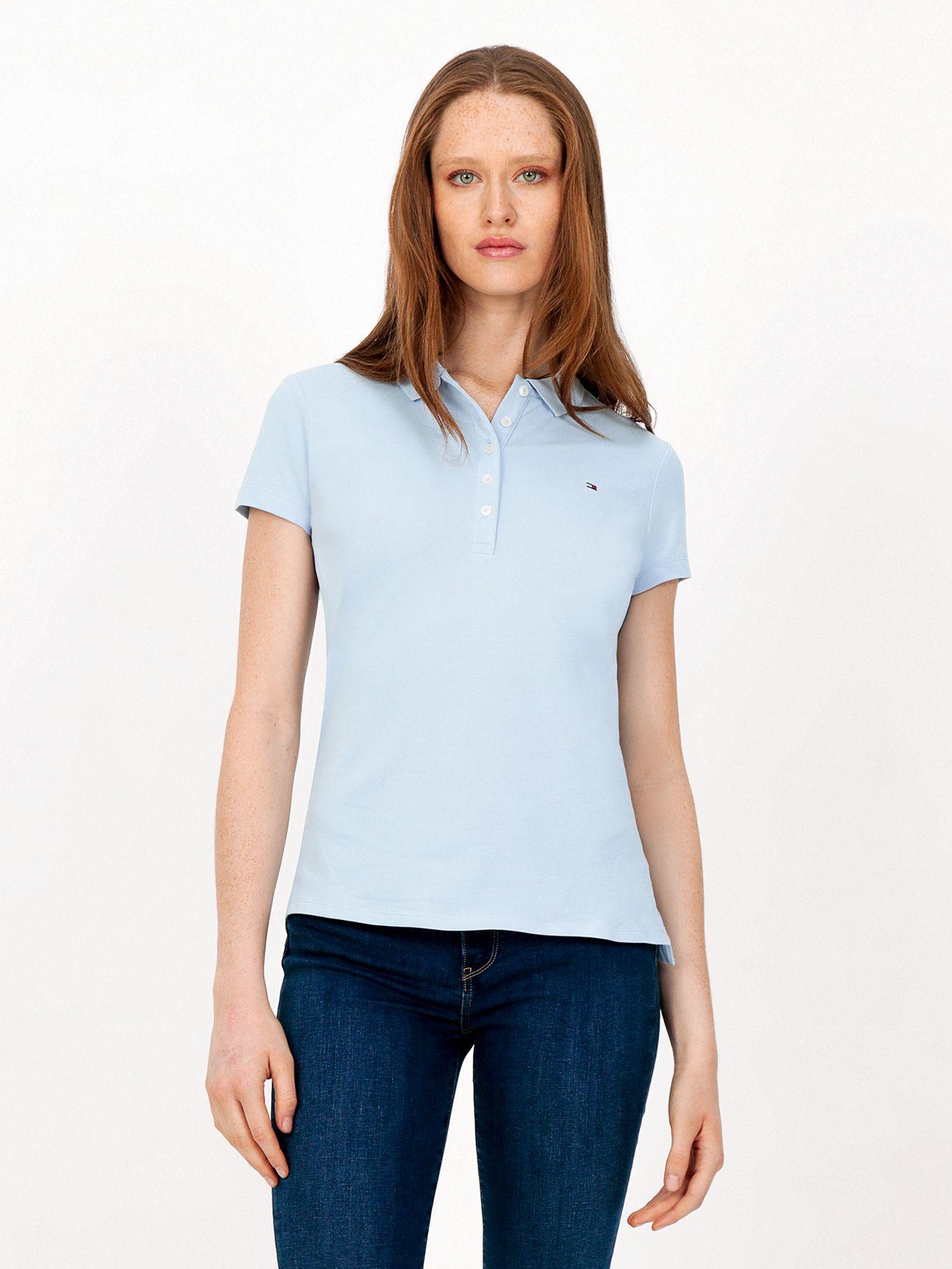 Polo Solid Slim Fit Con 5 Botones Celeste Tommy Hilfiger-0