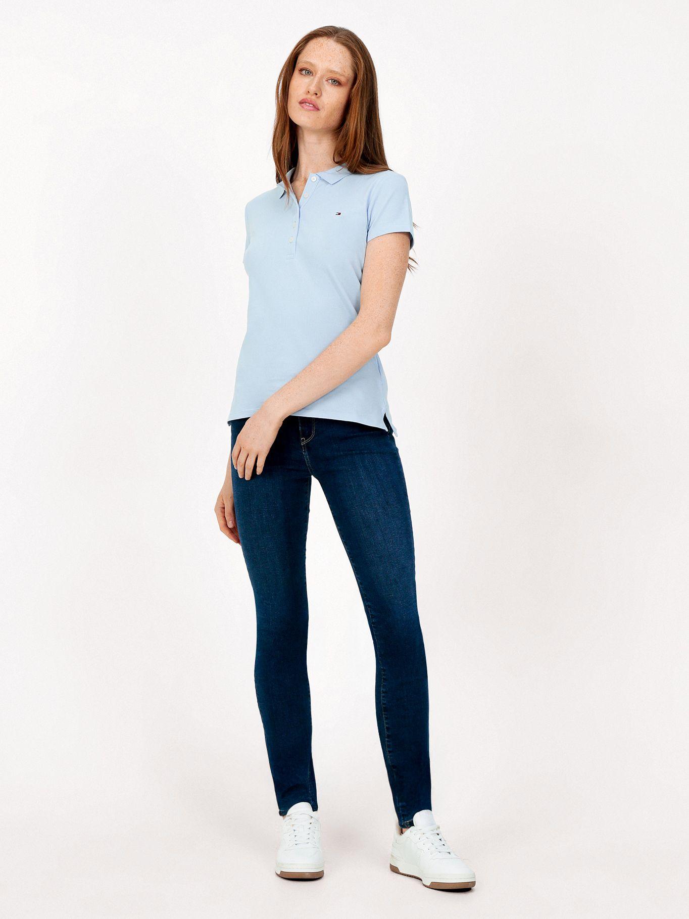 Polo Solid Slim Fit Con 5 Botones Celeste Tommy Hilfiger-1