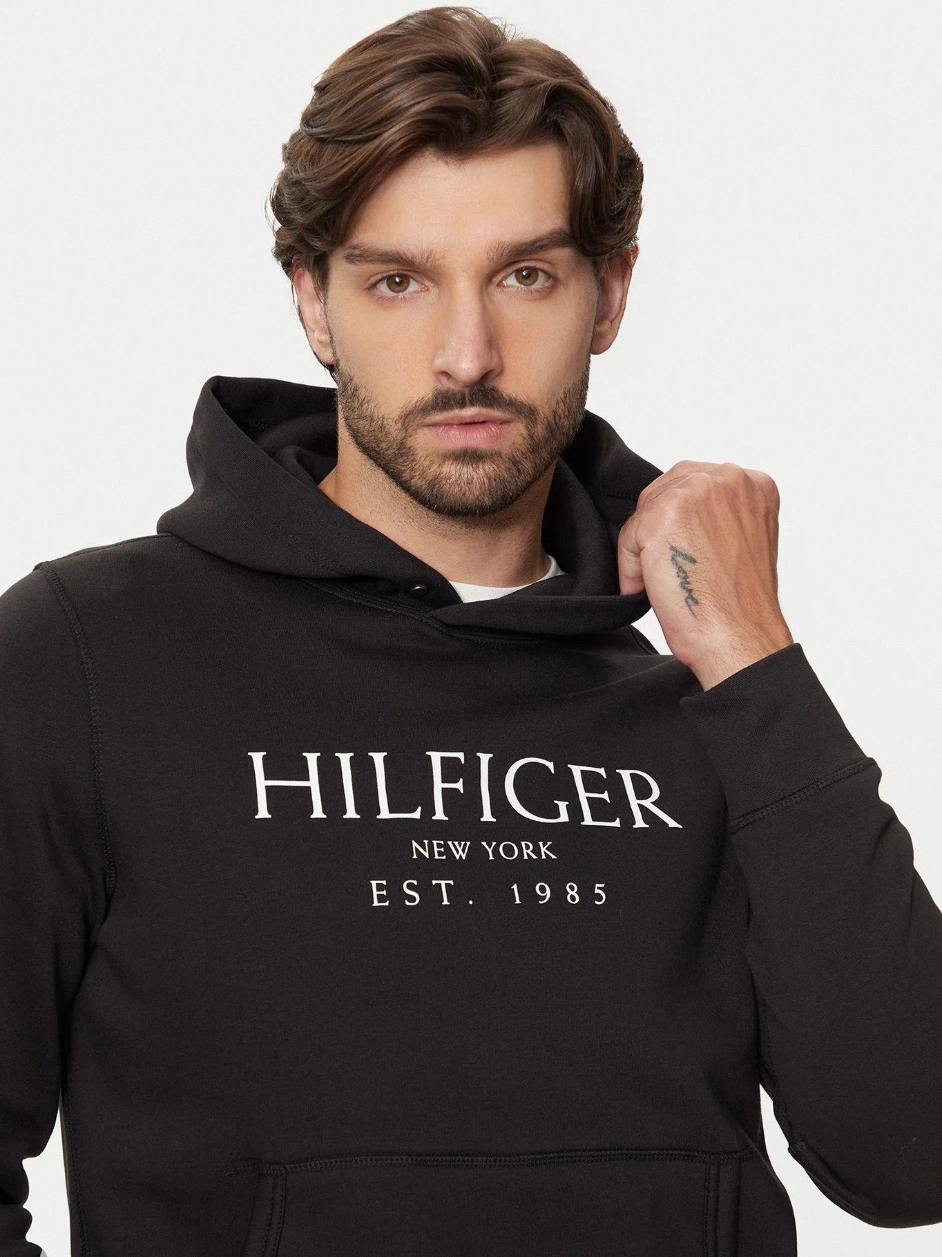 Polerón Hoodie Con Logo Negro Tommy Hilfiger-3