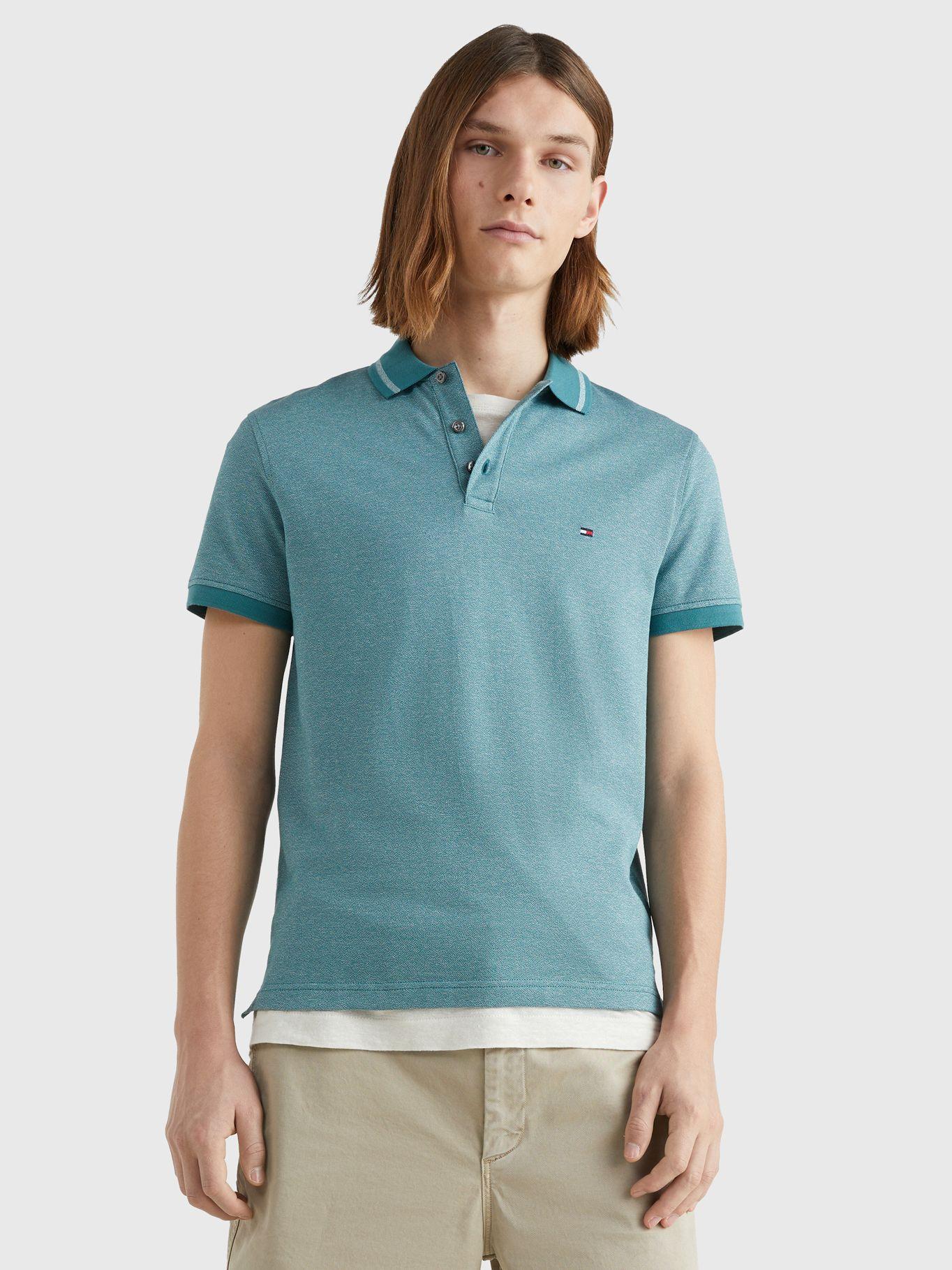 Polo Mouline Logo Slim Fit Verde Tommy Hilfiger-0