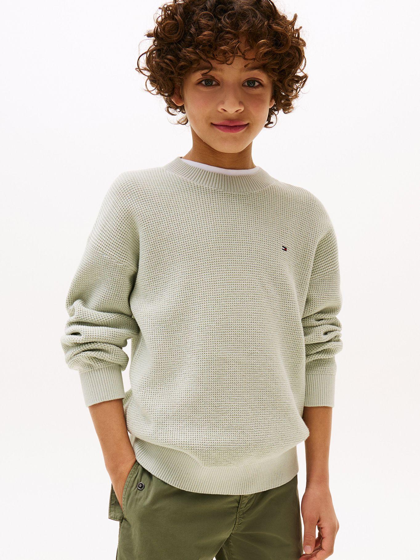 Sweater Texturizado Logo Bordado Verde Tommy Hilfiger-0