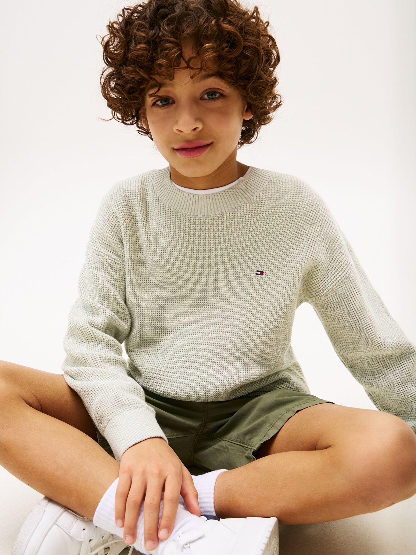 Sweater Texturizado Logo Bordado Verde Tommy Hilfiger-3