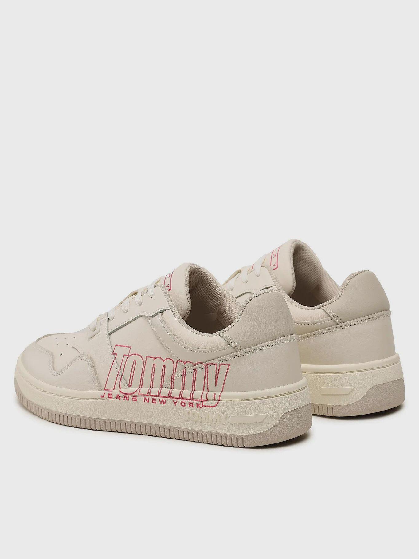 Zapatilla Retro De Cuero Con Logo Beige Tommy Hilfiger-1