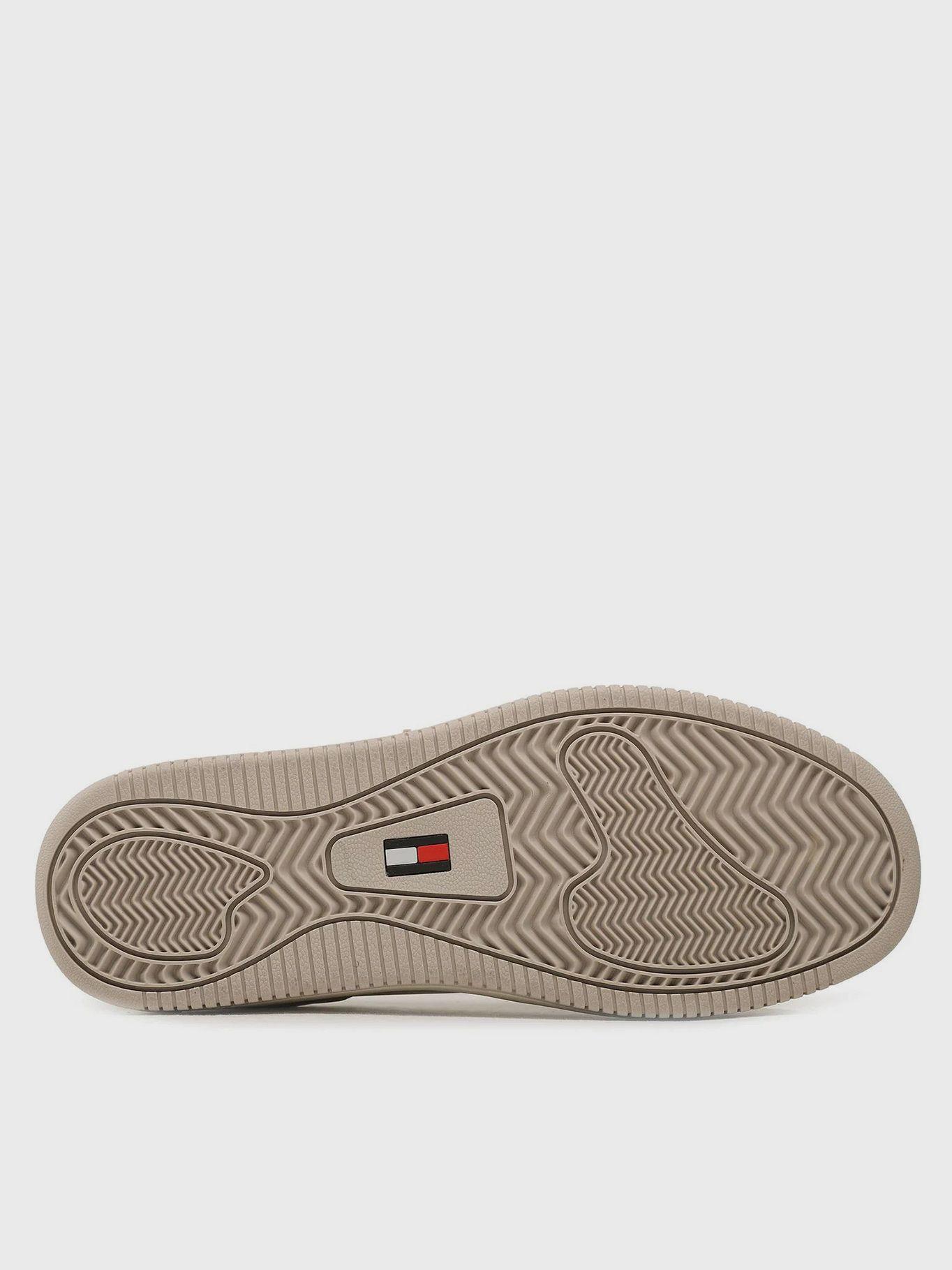 Zapatilla Retro De Cuero Con Logo Beige Tommy Hilfiger-3