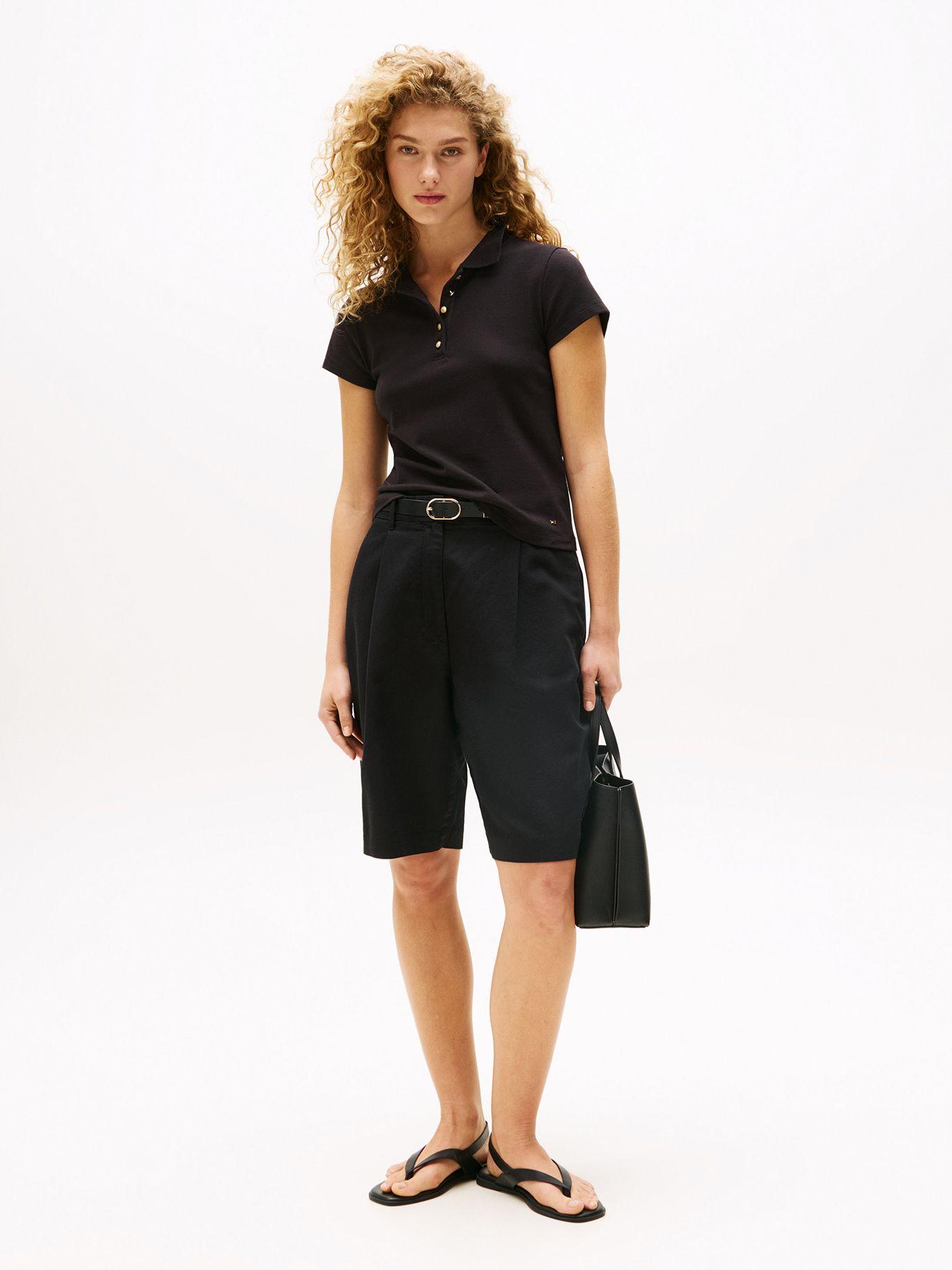 Polo  Botones Dorados Slim Fit Negro BDS Tommy Hilfiger-1