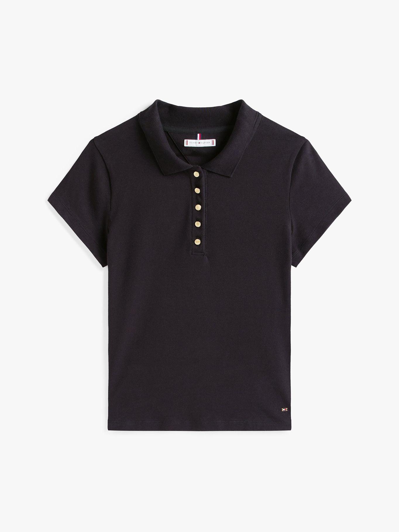 Polo  Botones Dorados Slim Fit Negro BDS Tommy Hilfiger-4