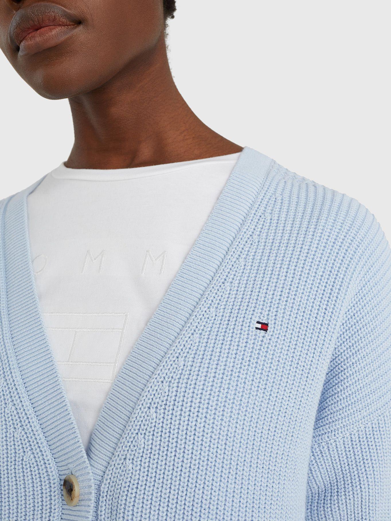 Cárdigan Relaxed Cotton Celeste Tommy Hilfiger JN2-3