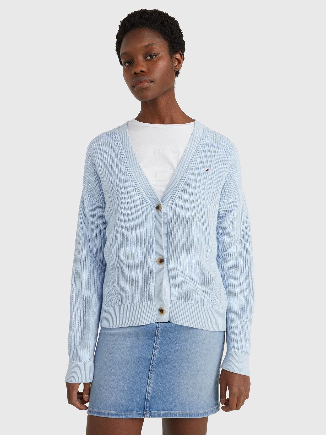 Cárdigan Relaxed Cotton Celeste Tommy Hilfiger JN2-2