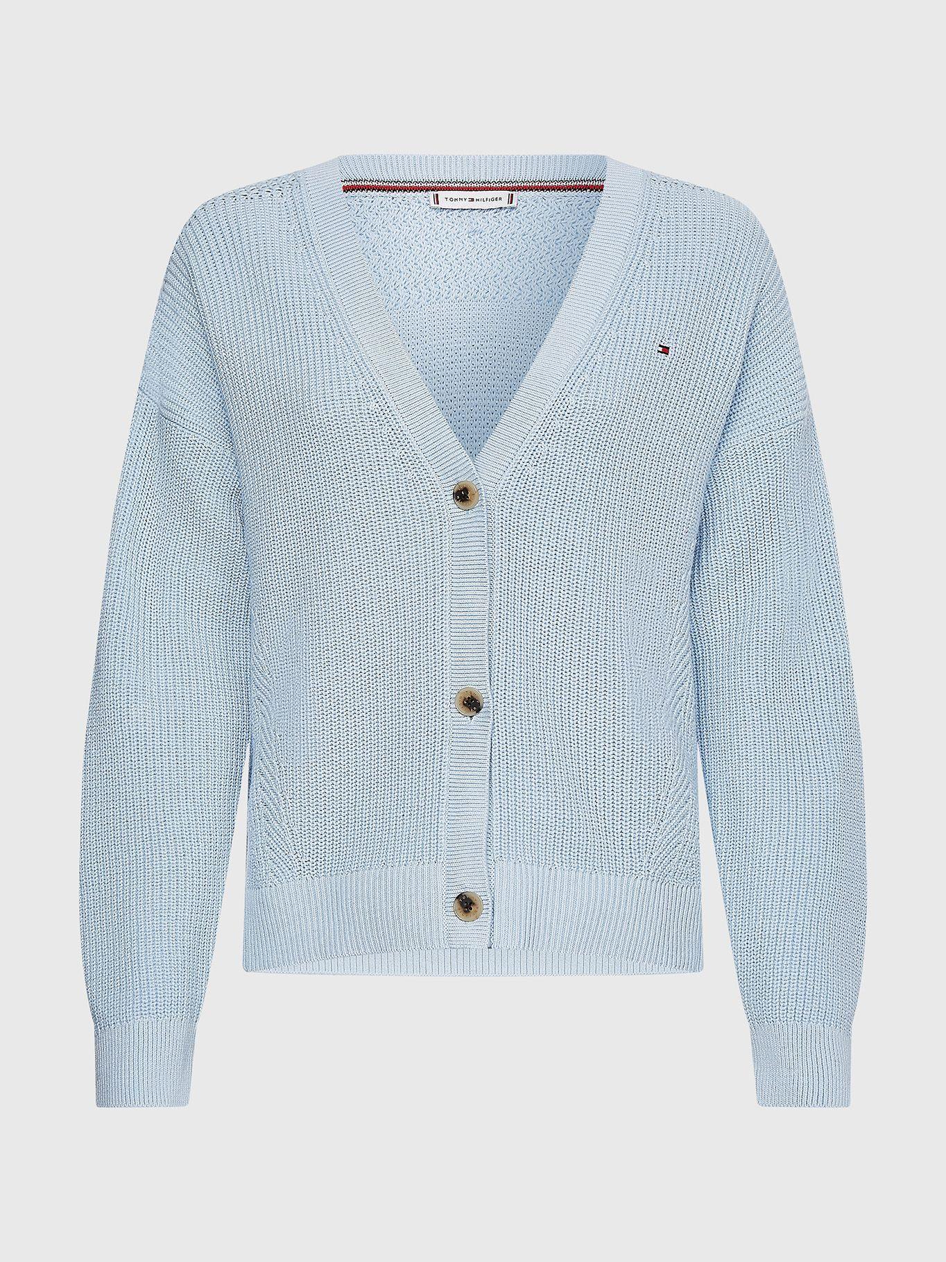 Cárdigan Relaxed Cotton Celeste Tommy Hilfiger JN2-4
