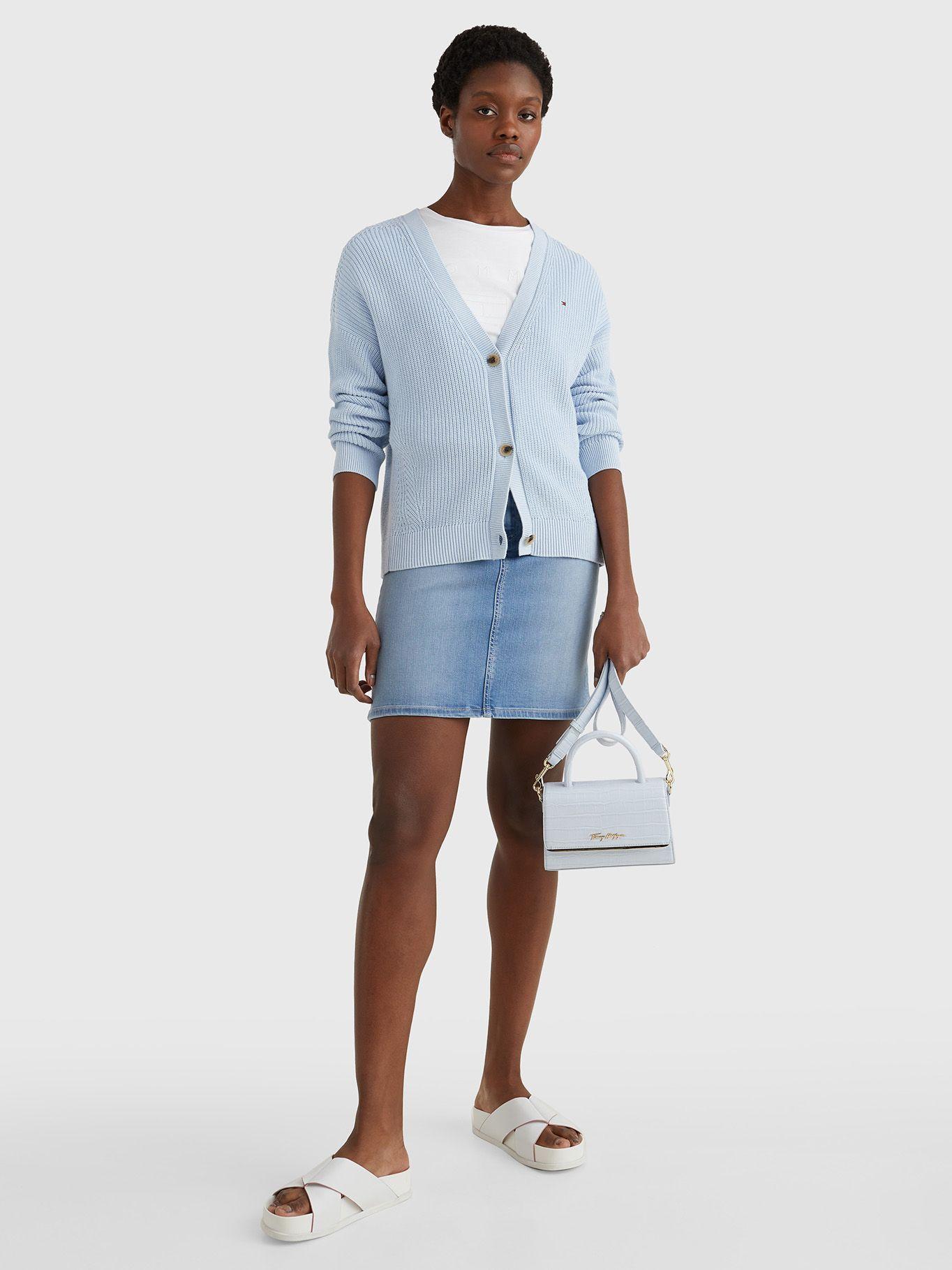 Cárdigan Relaxed Cotton Celeste Tommy Hilfiger JN2-0