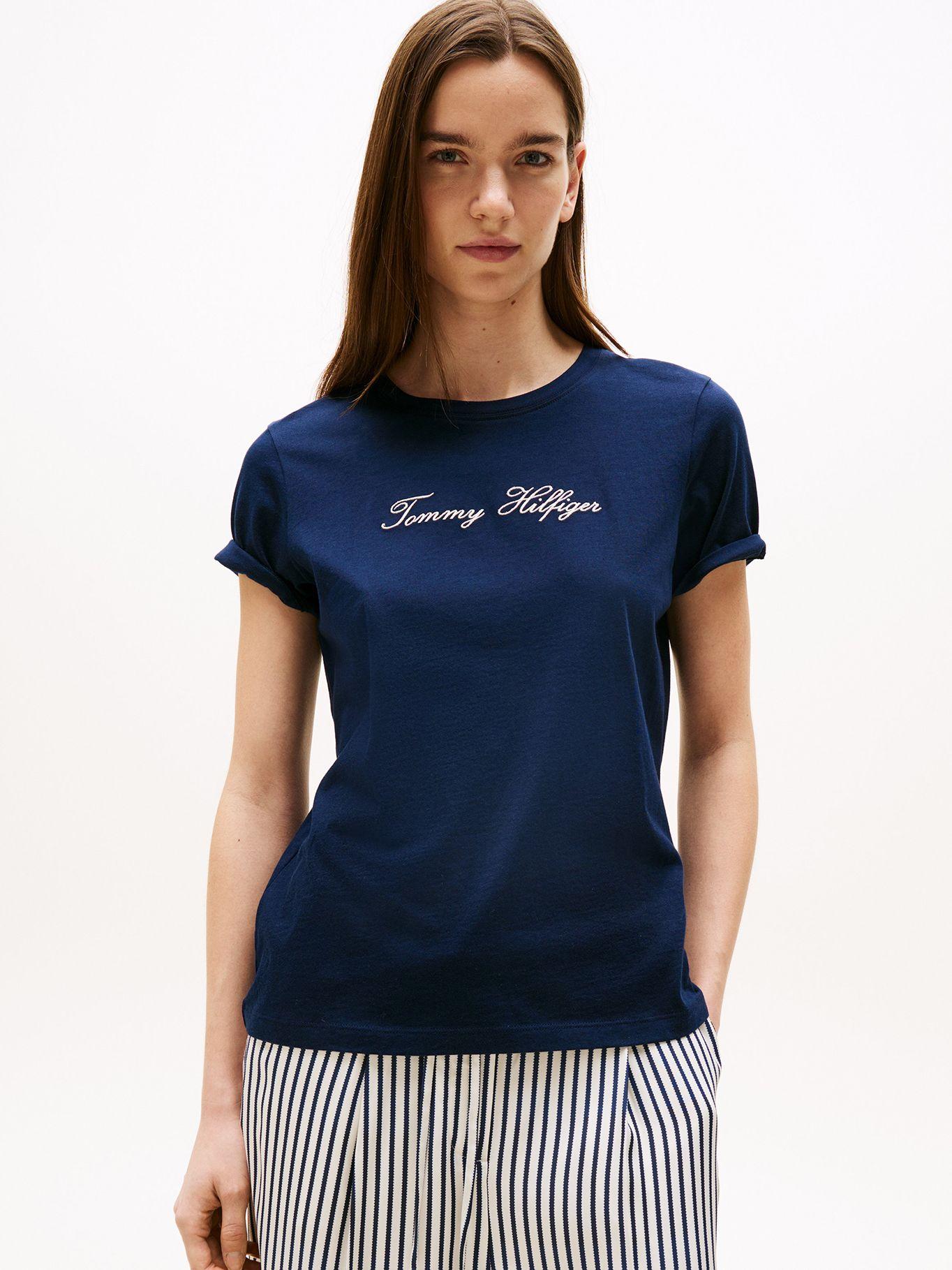Polera Con Logo Lurex Script Azul C1G Tommy Hilfiger-0