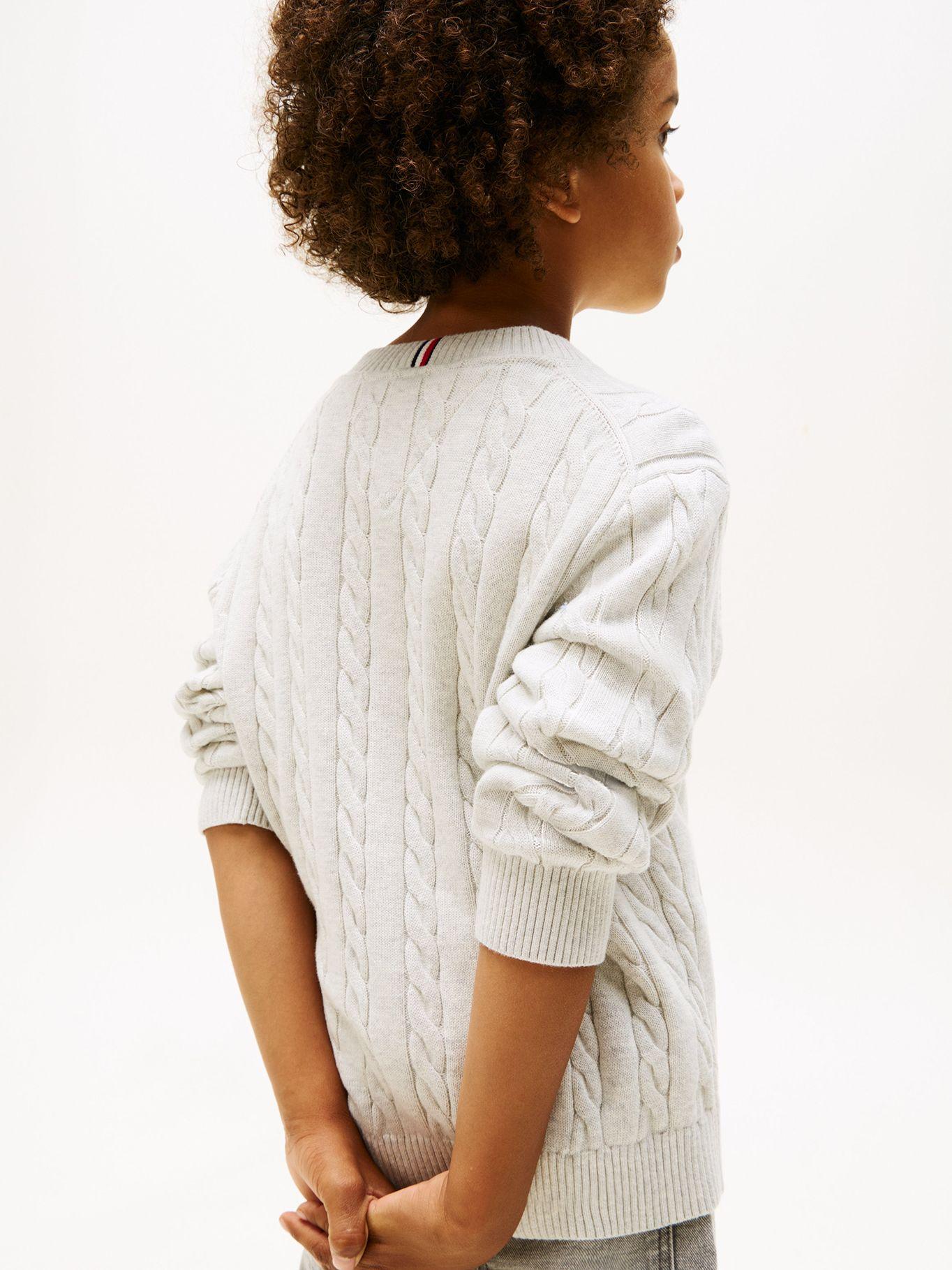 Sweater De Niño De Punto Trenzado Gris Tommy Hilfiger-3