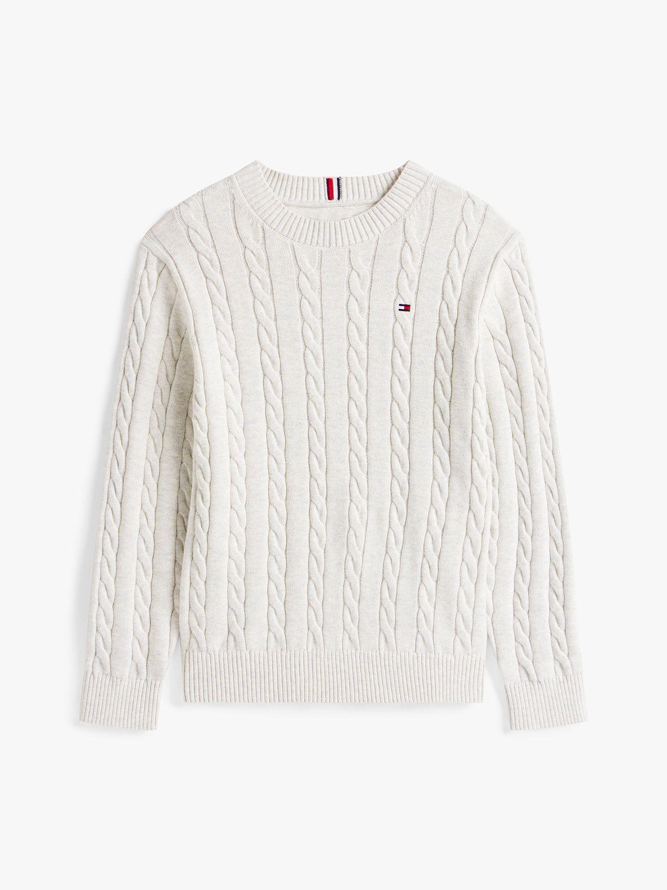 Sweater De Niño De Punto Trenzado Gris Tommy Hilfiger-4