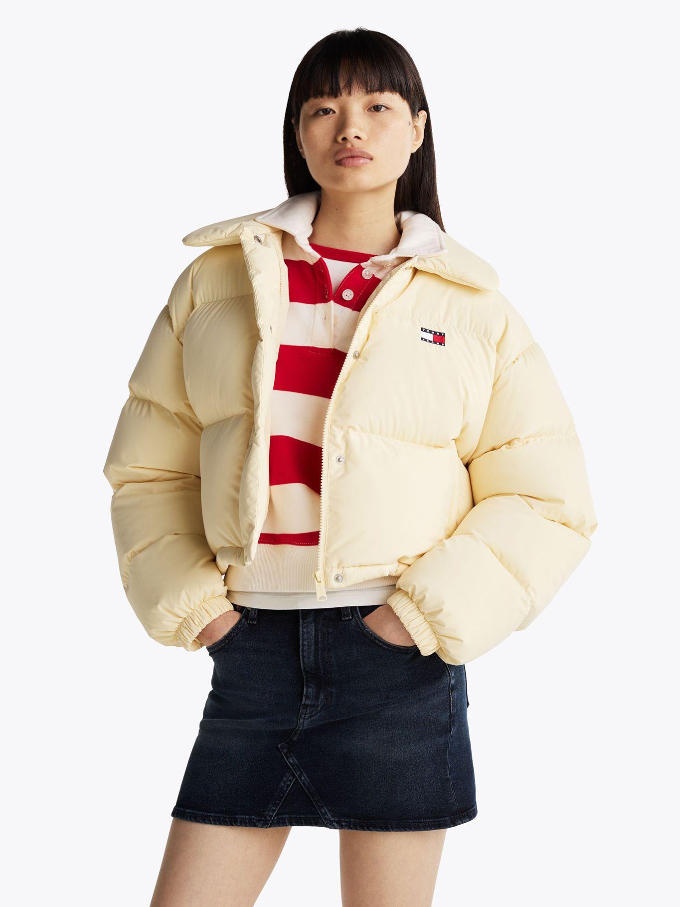 Parka Cropped Acolchada Con Logo Amarillo Tommy Jeans-0