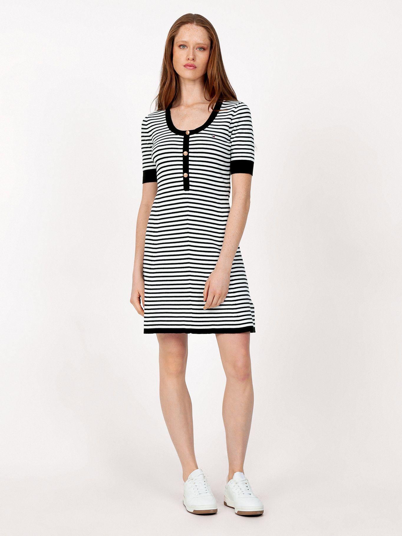 Vestido De Rayas Con Logo Negro Tommy Hilfiger-0