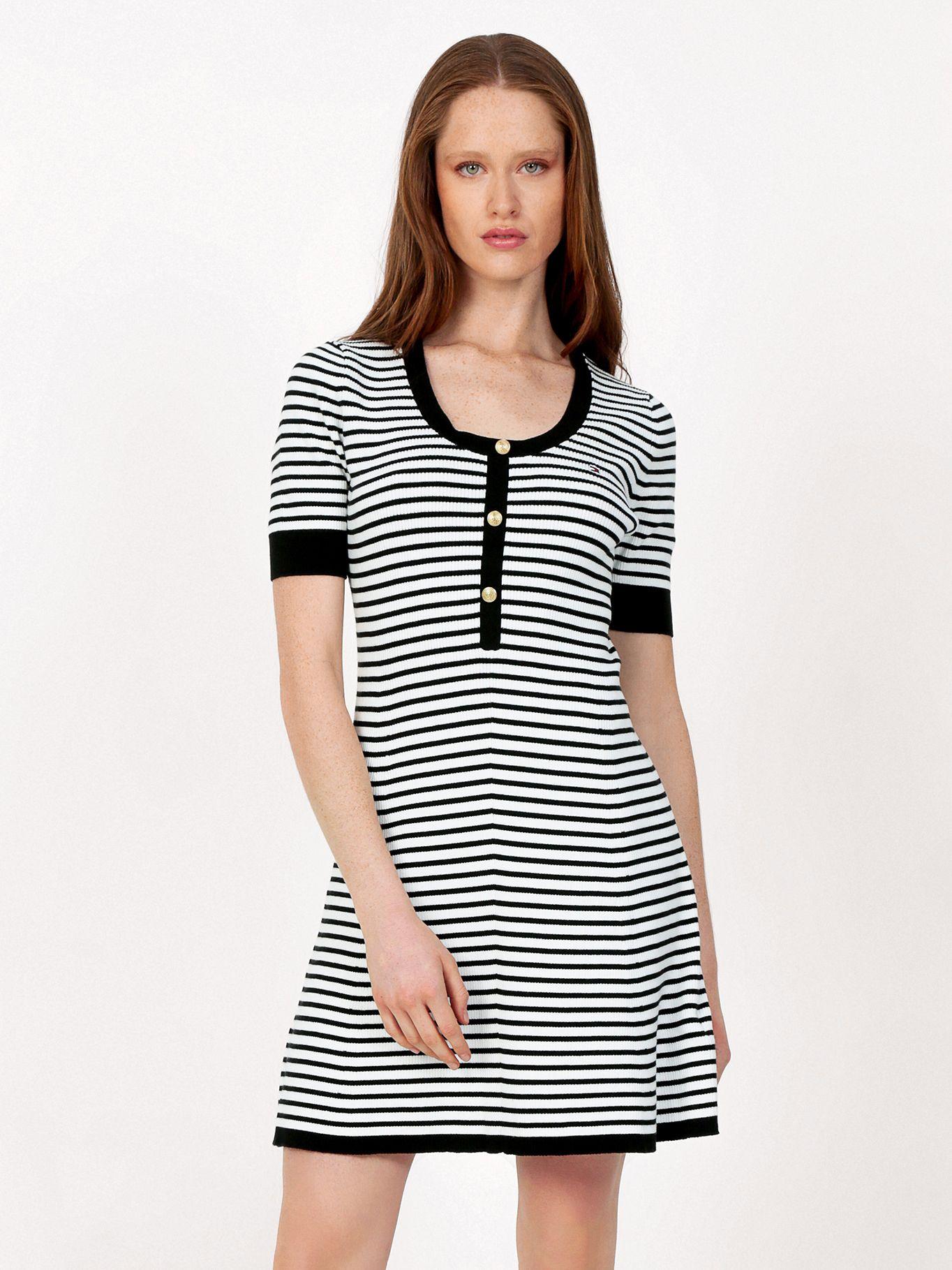 Vestido De Rayas Con Logo Negro Tommy Hilfiger-1