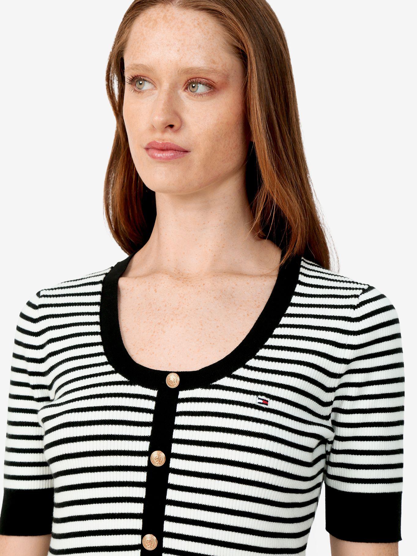 Vestido De Rayas Con Logo Negro Tommy Hilfiger-4