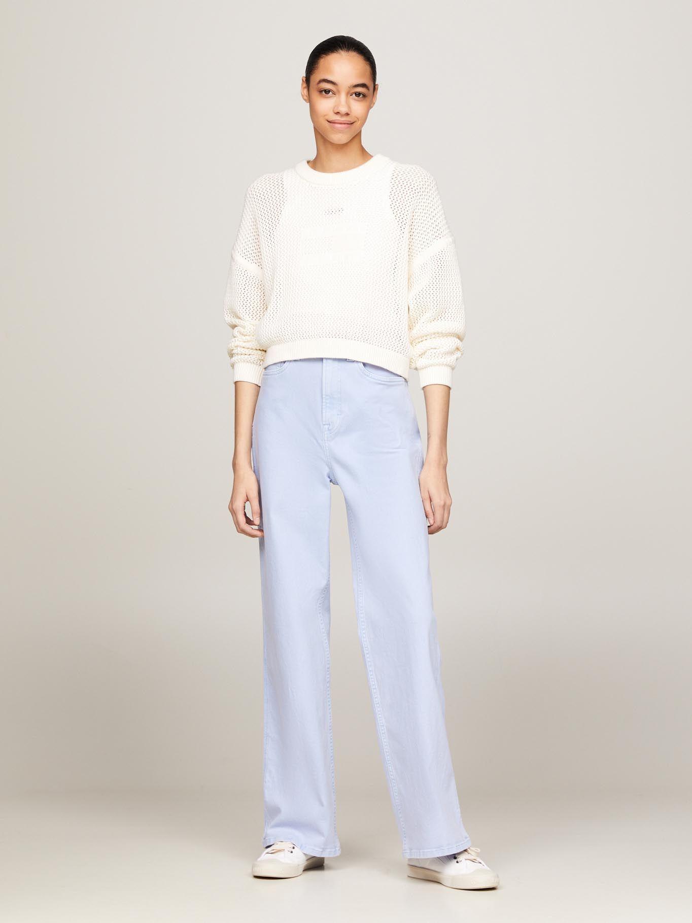 Sweater De Punto Calado Con Logo Blanco Tommy Jeans-1