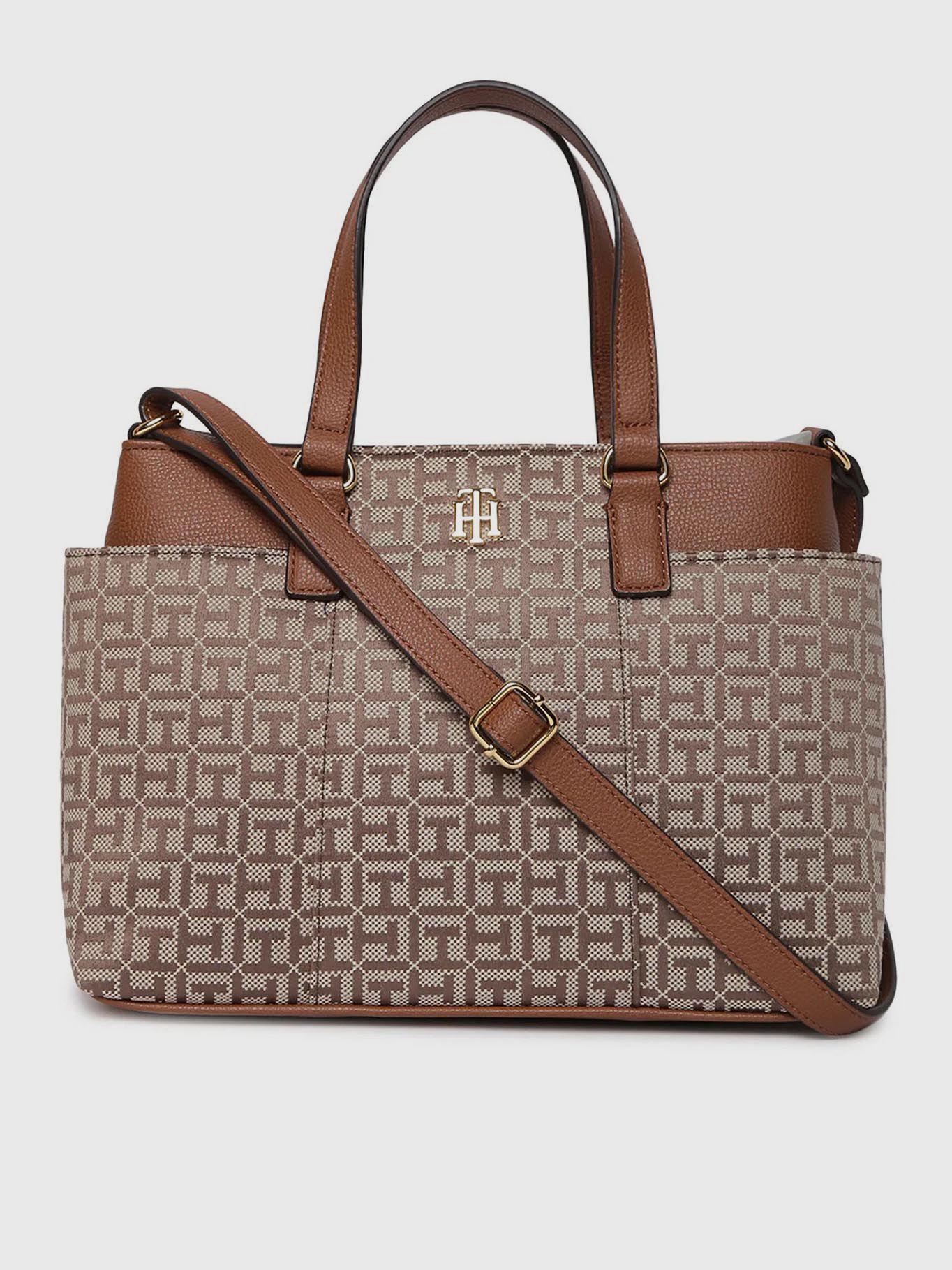 Cartera Satchel Monogram Café Tommy Hilfiger-0