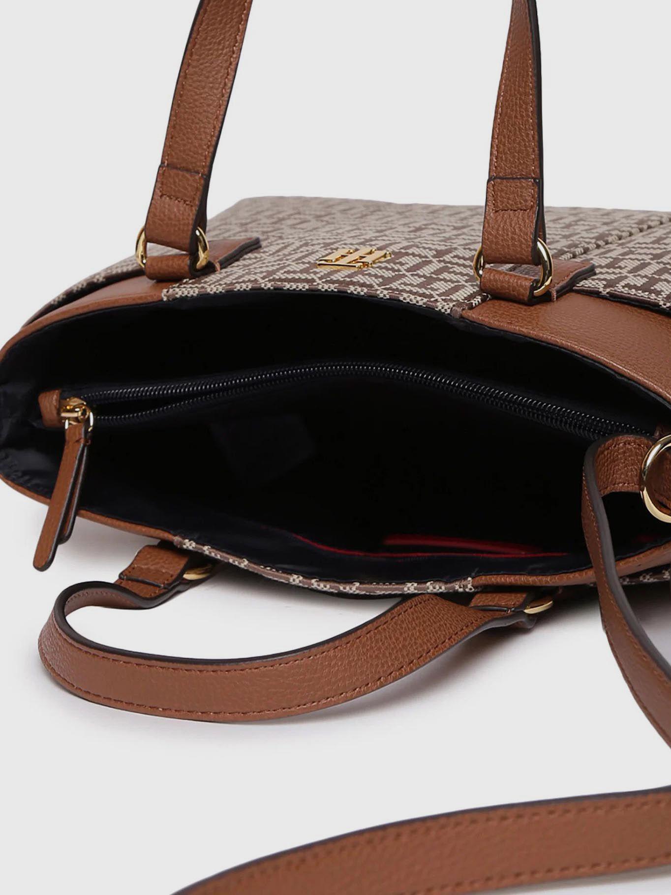 Cartera Satchel Monogram Café Tommy Hilfiger-2