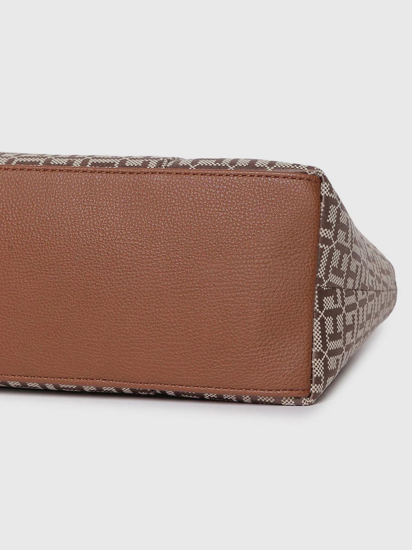 Cartera Satchel Monogram Café Tommy Hilfiger-4