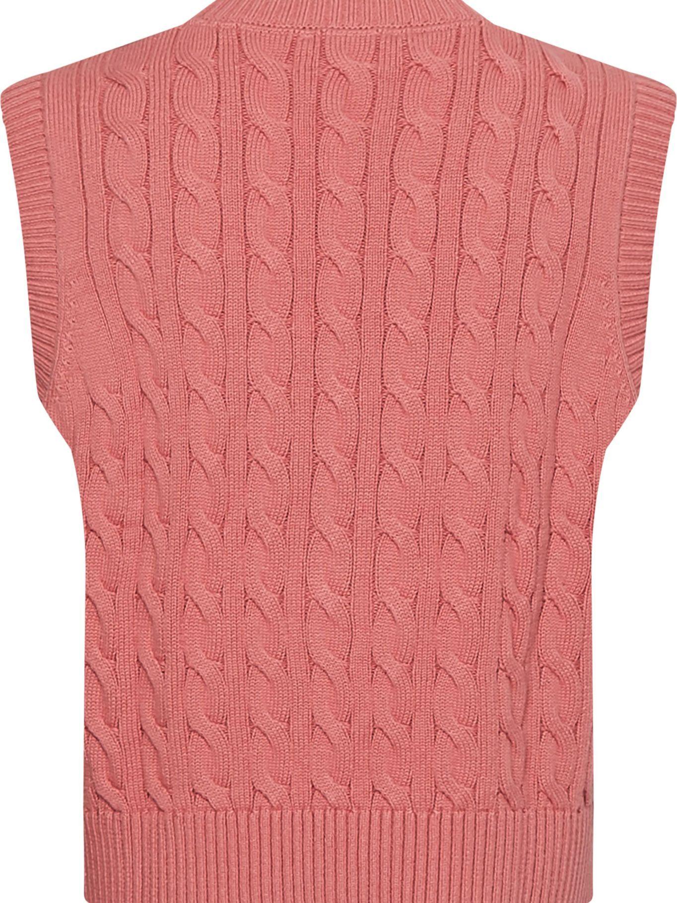 Sweater De Punto Trenzado C-Neck Rosado Tommy Hilfiger-1