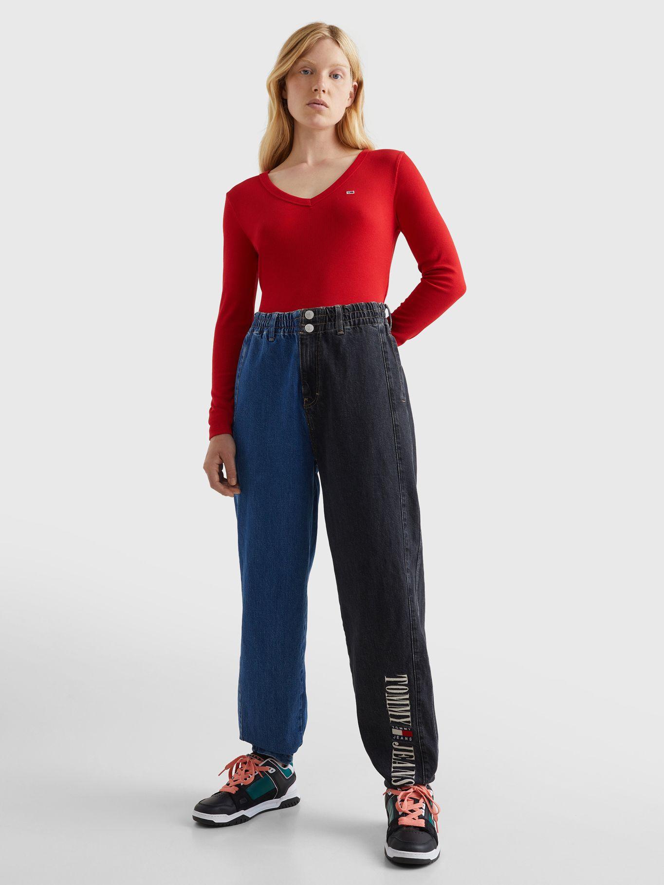 Polera Crop Essential Acanalada Rojo Tommy Jeans-1