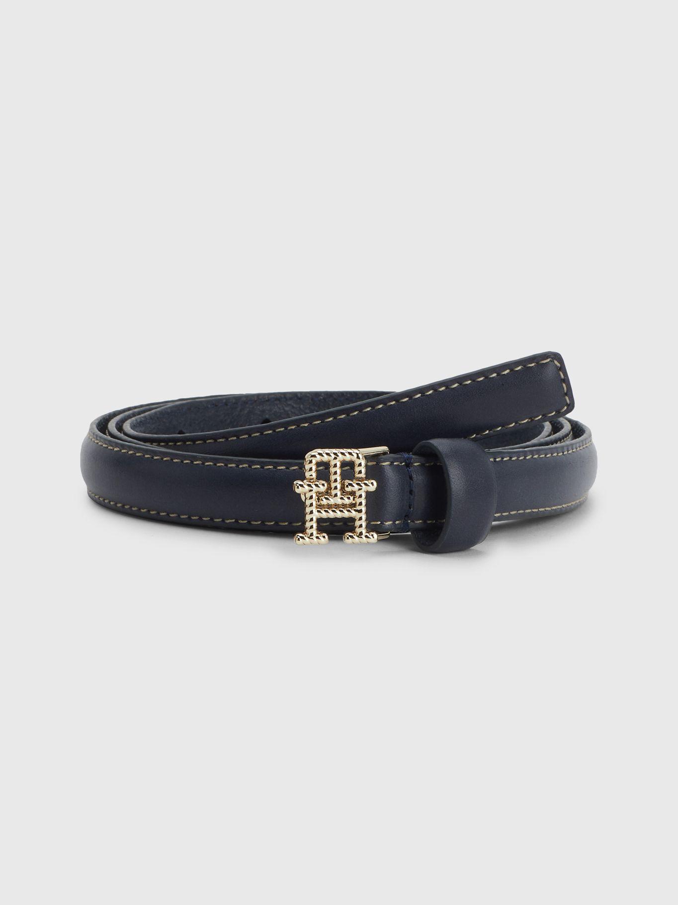 Cinturón Monogram De Cuero Azul Tommy Hilfiger-0