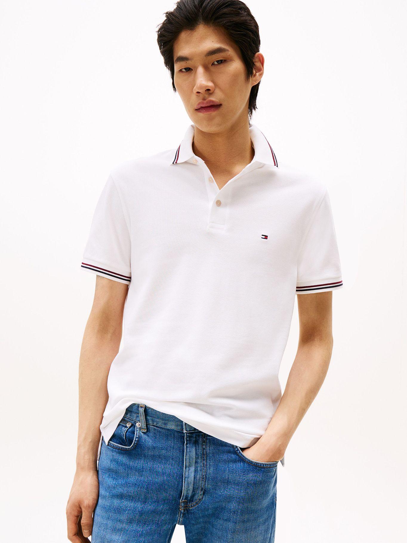 Polo  Ribetes Tipped Slim Fit Blanco YBR Tommy Hilfiger-0