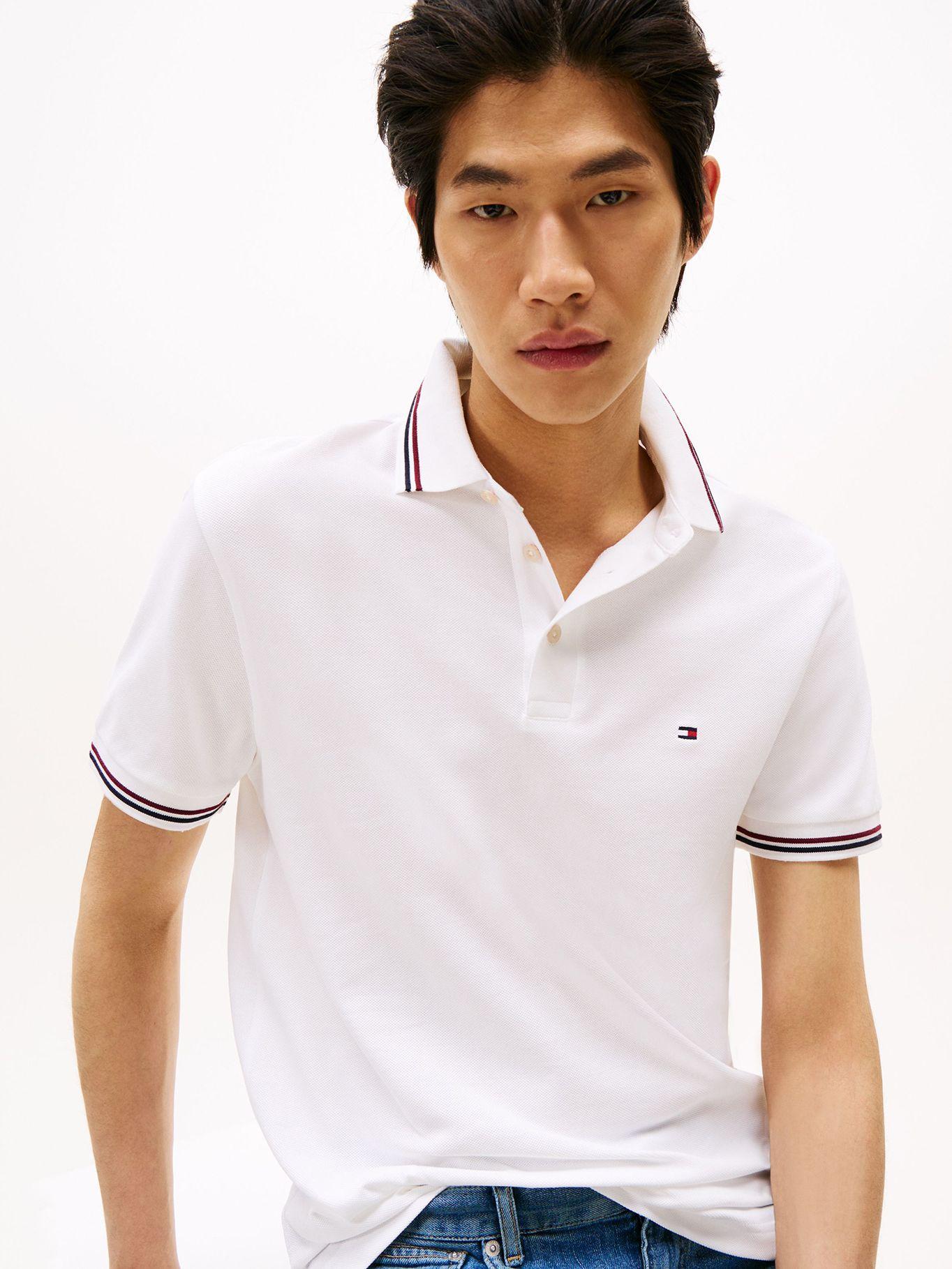 Polo  Ribetes Tipped Slim Fit Blanco YBR Tommy Hilfiger-3