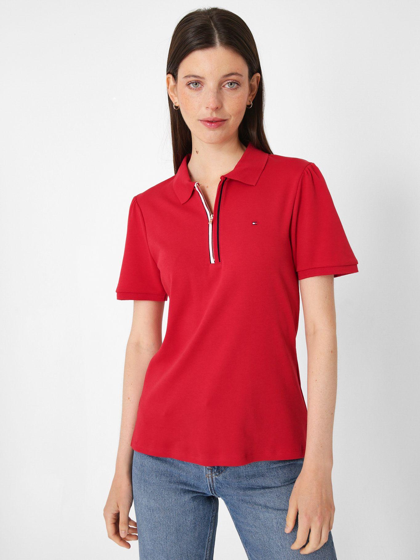 Polo Solid Con Cierre Rojo Tommy Hilfiger-0