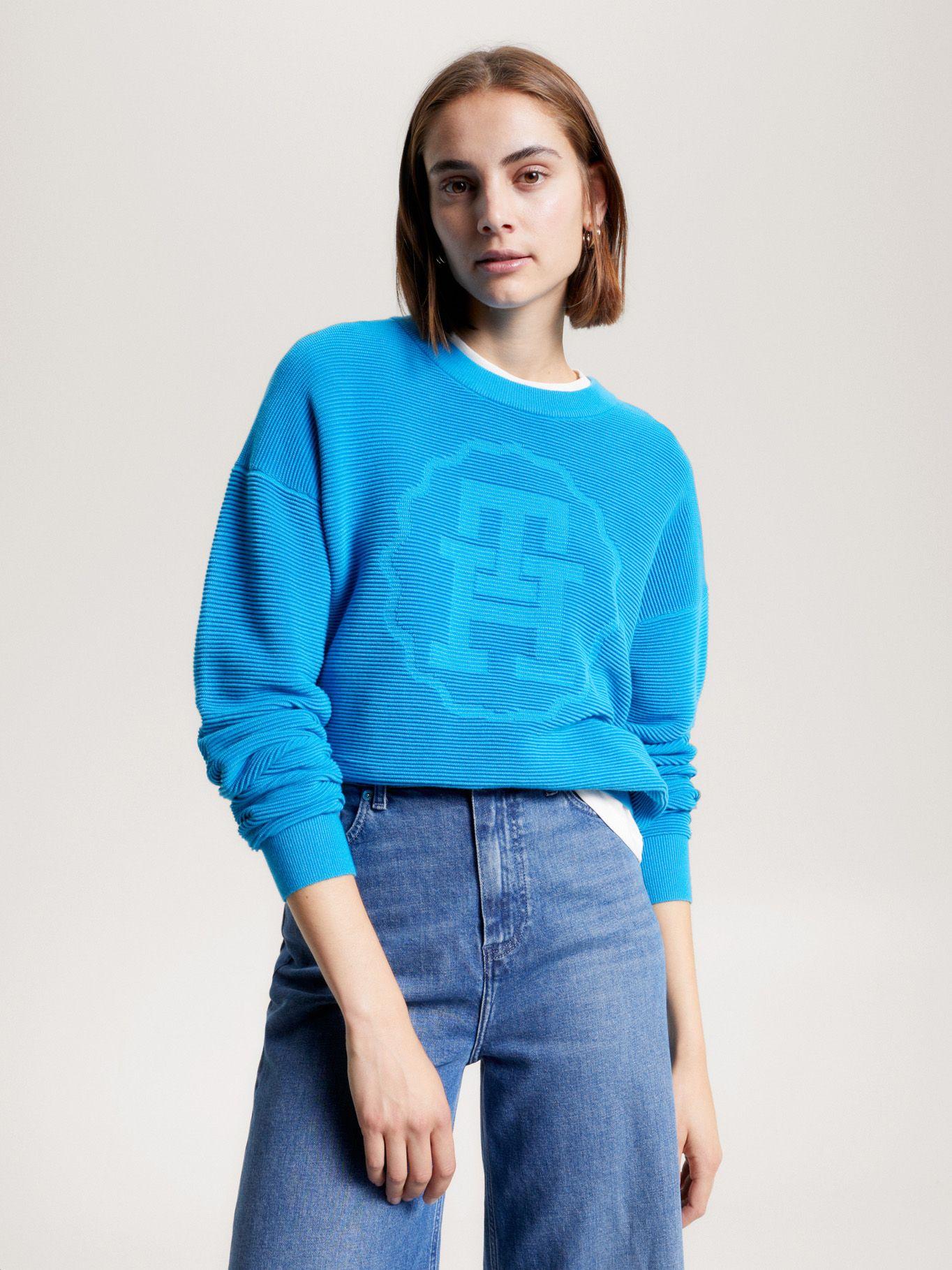 Sweater Relaxed Con Logo Tonal Celeste Tommy Hilfiger-0