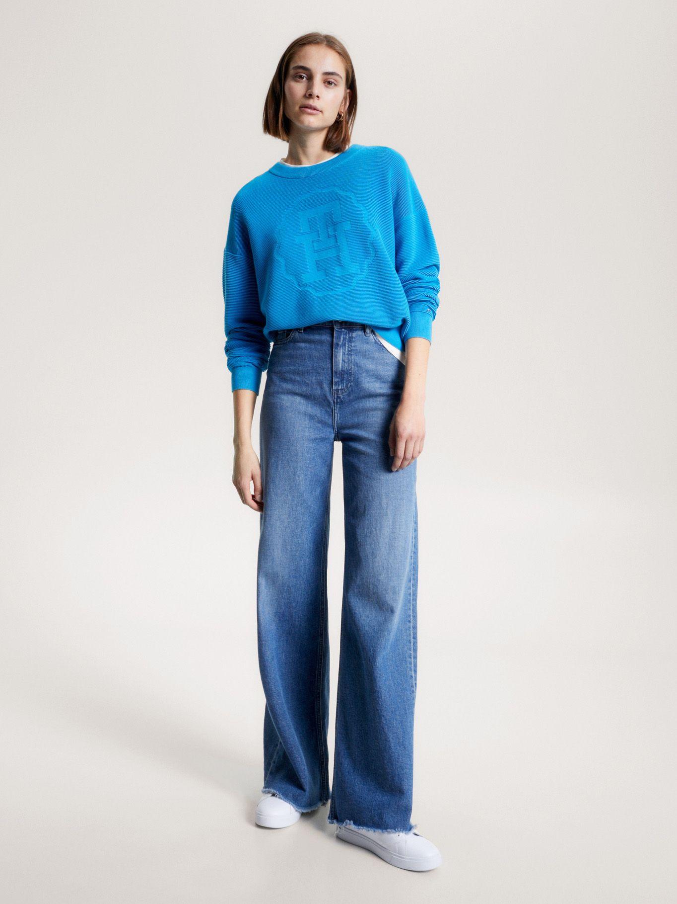 Sweater Relaxed Con Logo Tonal Celeste Tommy Hilfiger-1