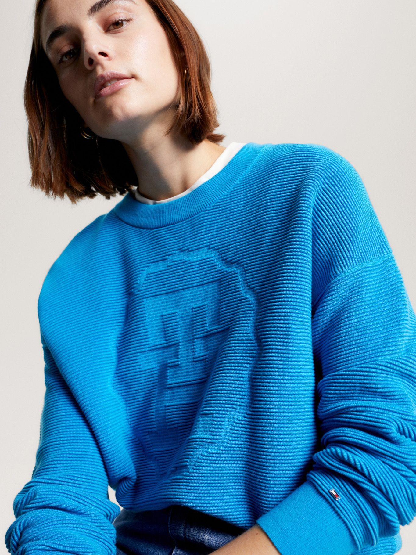 Sweater Relaxed Con Logo Tonal Celeste Tommy Hilfiger-3