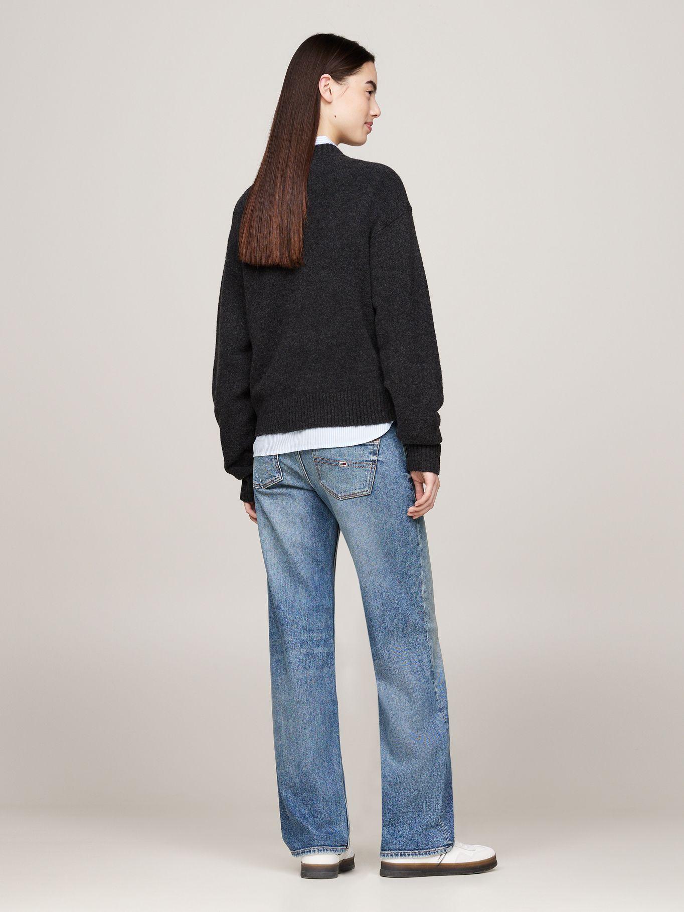 Sweater De Melánge Con Logo Flag Negro Tommy Hilfiger-2