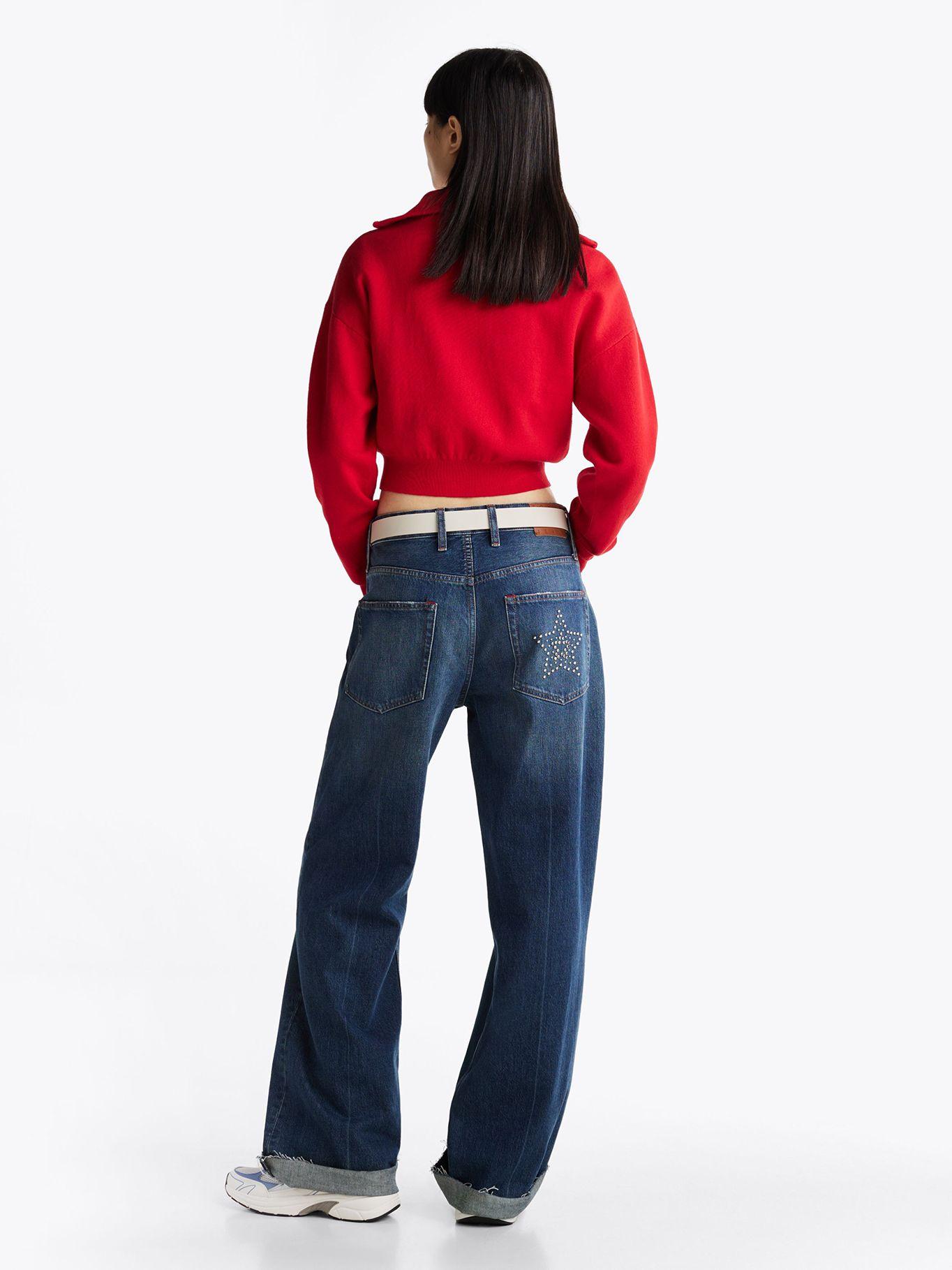 Cárdigan Cropped Con Cierre Rojo Tommy Jeans-2
