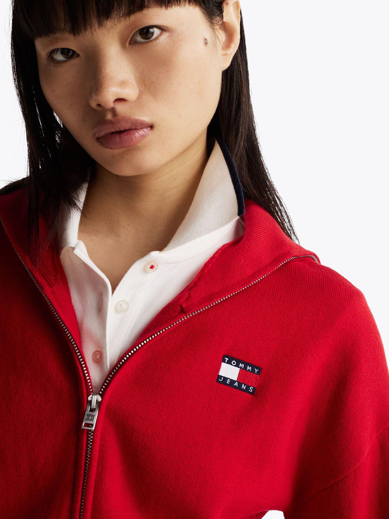 Cárdigan Cropped Con Cierre Rojo Tommy Jeans-3