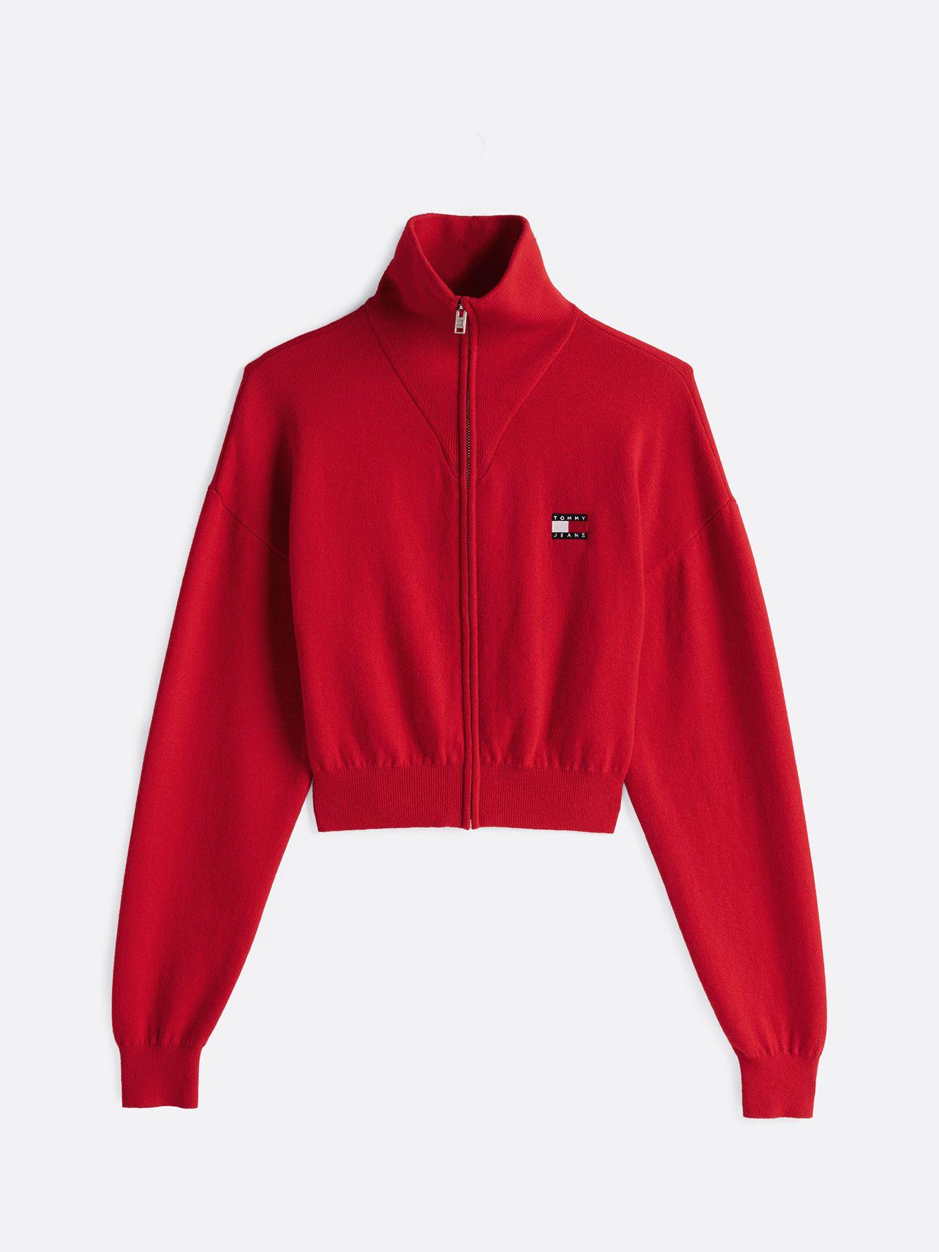 Cárdigan Cropped Con Cierre Rojo Tommy Jeans-4