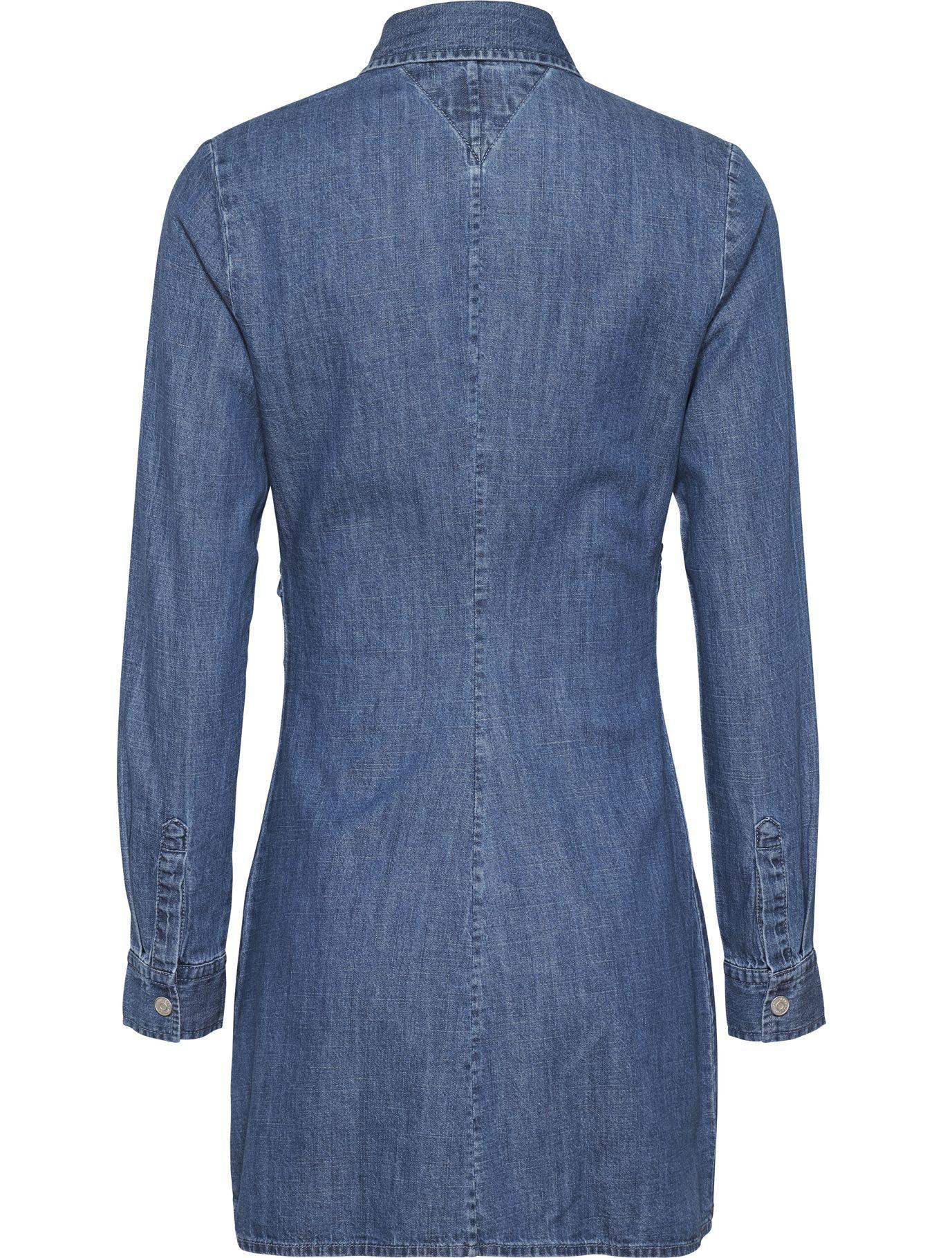 Vestido Denim Ruche Con Logo Azul Tommy Jeans-1