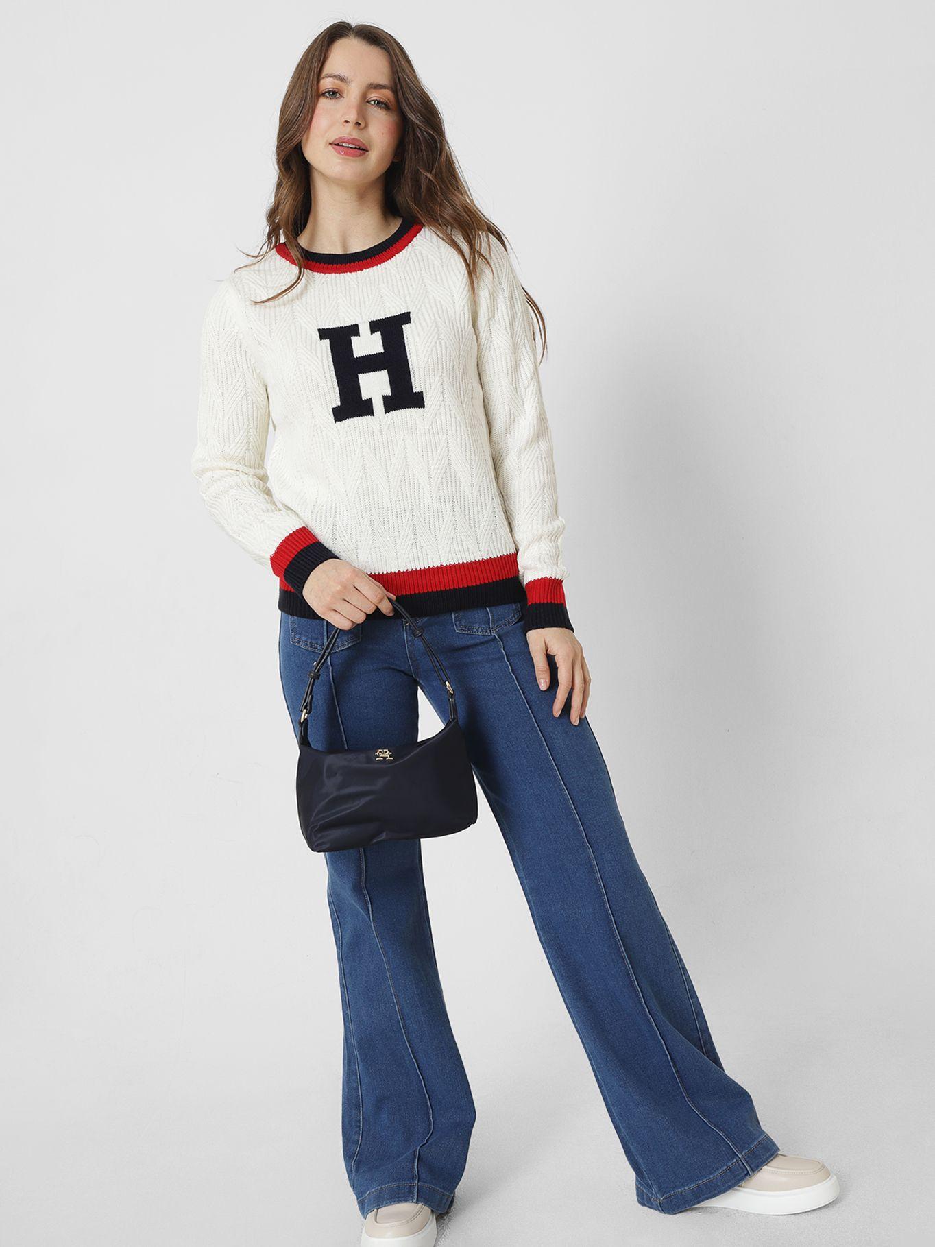 Sweater Chevron Trenzado Blanco Tommy Hilfiger-1