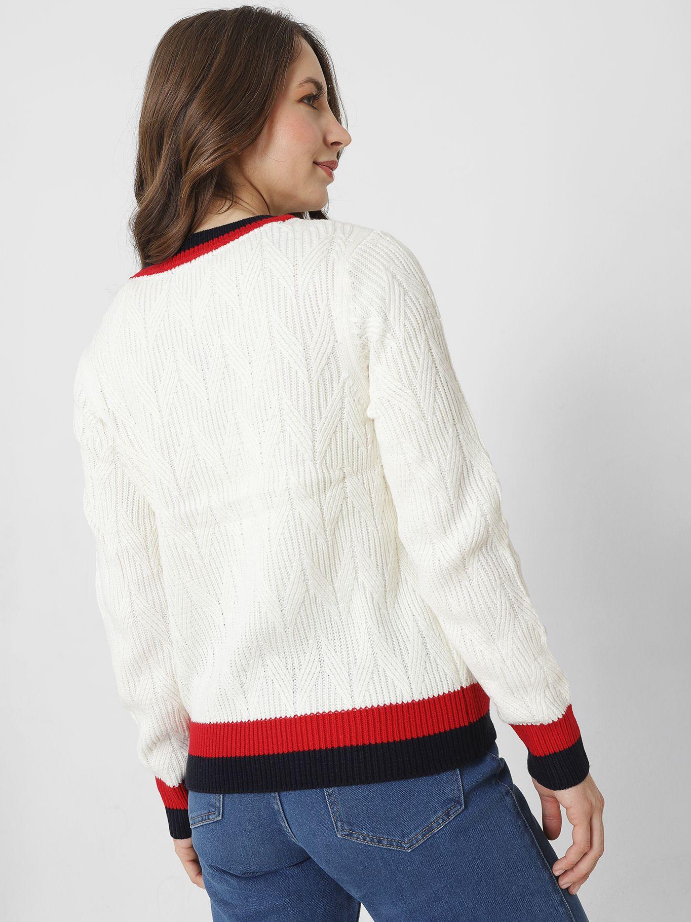 Sweater Chevron Trenzado Blanco Tommy Hilfiger-2
