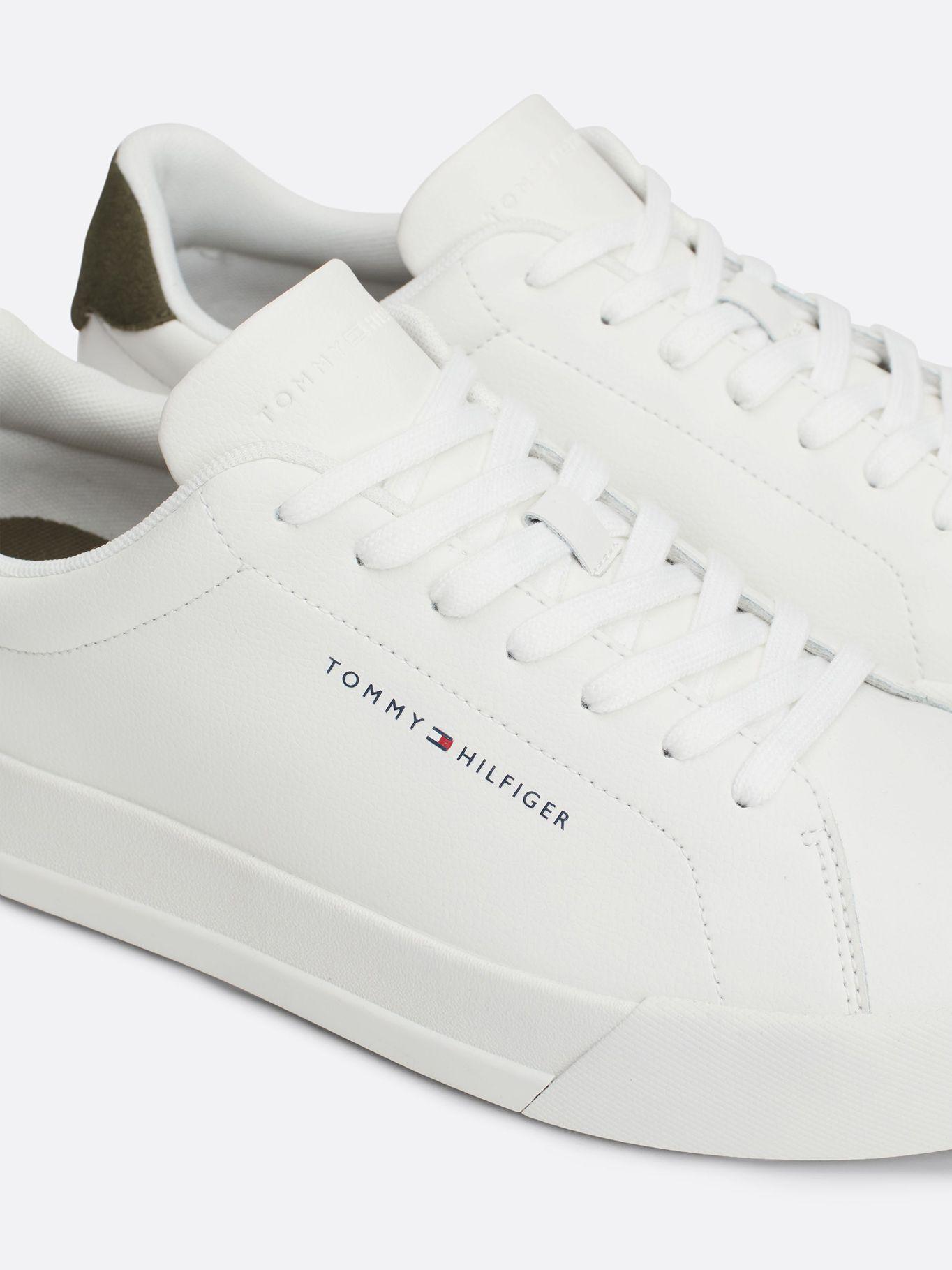 Zapatilla Court De Cuero Con Logo Blanco Tommy Hilfiger-6